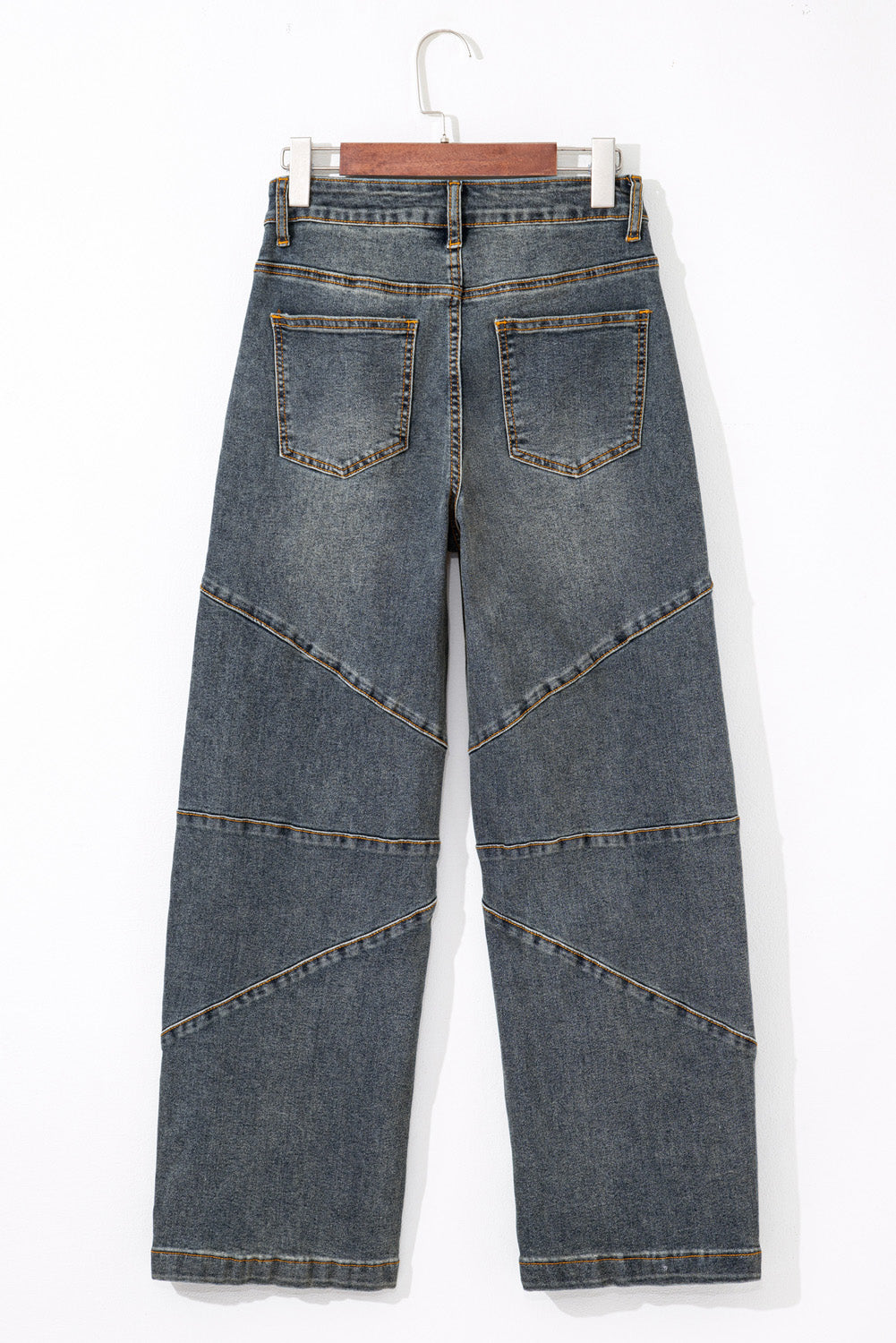 Shop Sail Blue Exposed Stitching Loose Straight High Waist Barrel Jeans at LivelyLooks