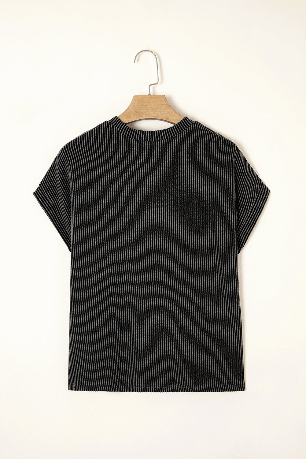 Corded Rib Knit Colour Block Patch Pocket Crew Neck Tee | Pink Blue Grey