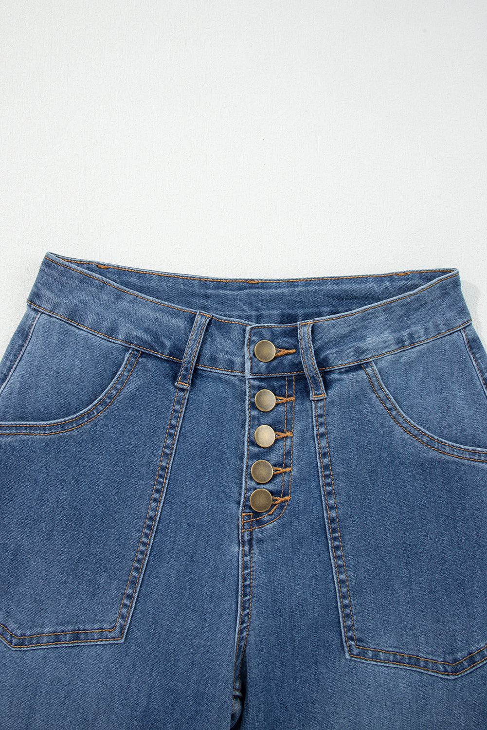 Women's Women's High Waist Wide Leg Jeans Multi Button Detail With Pockets Sizes 4-16 at LivelyLooks