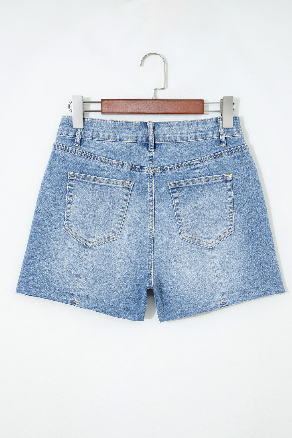 Women's Beau Blue Acid Wash Raw Hem Denim Shorts at LivelyLooks
