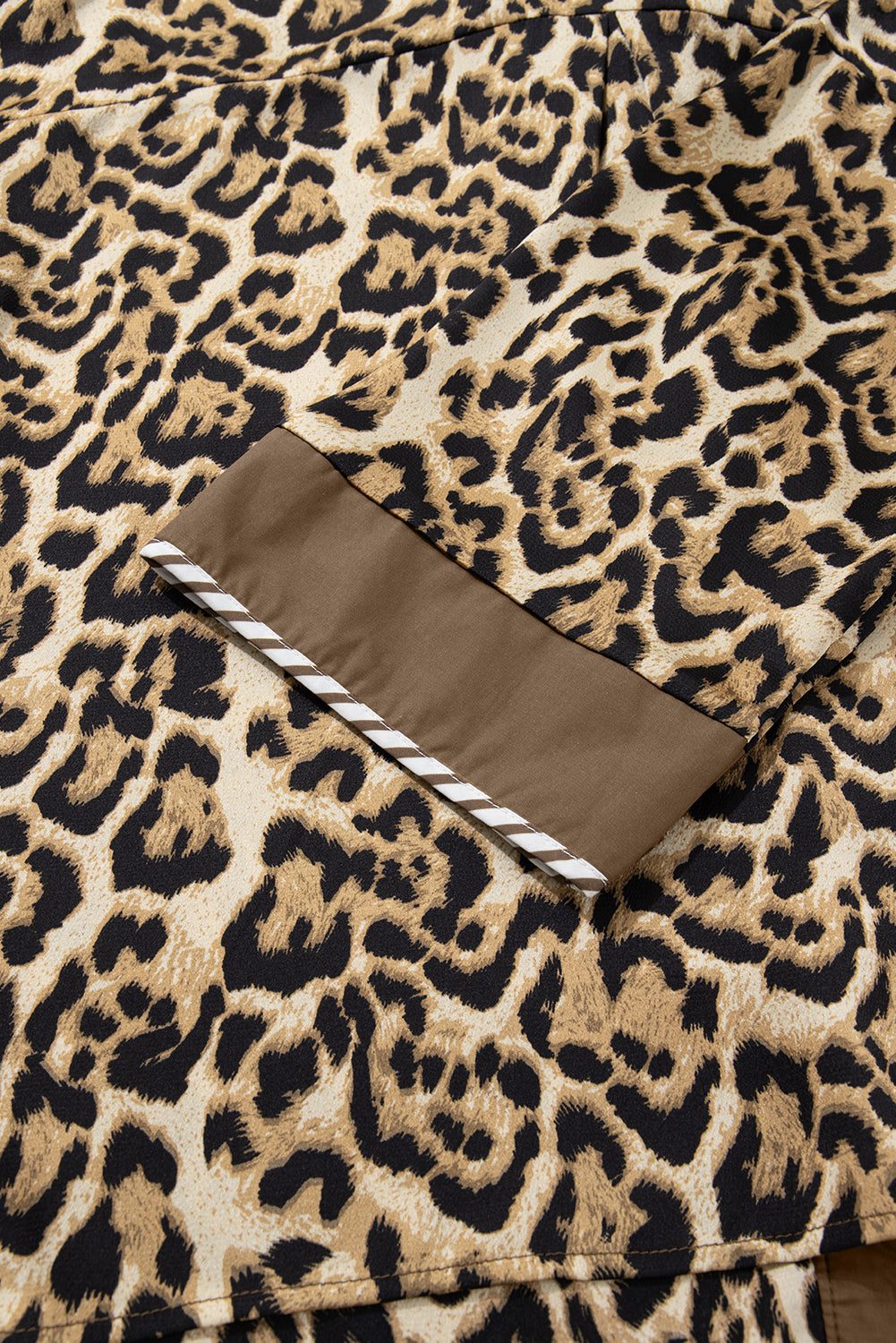 Brown Leopard Collared 3/4 Sleeve Shirt & Loose Pants Two Piece Set | UK 8–22