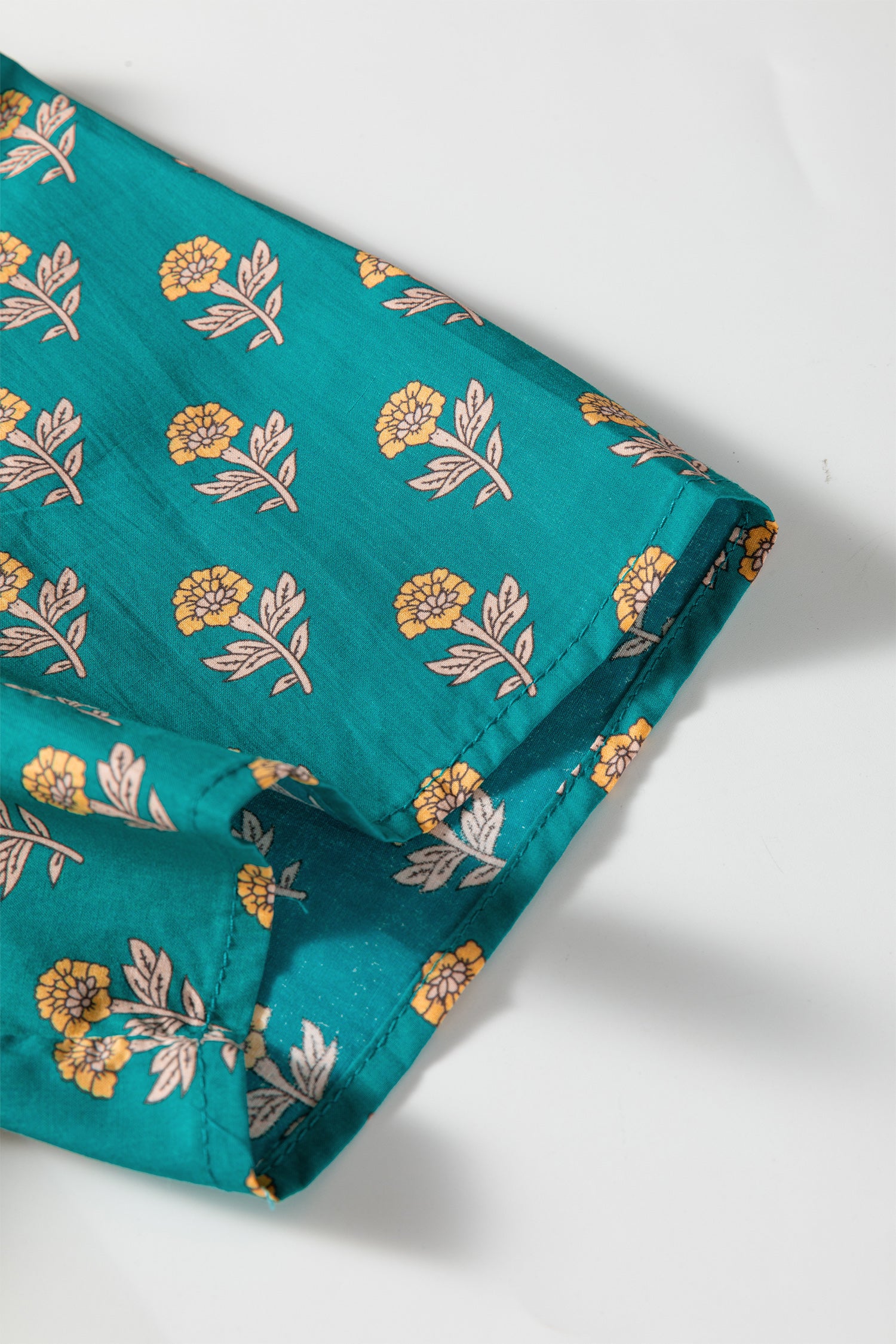 Green Floral Dress Contrast Trim V Neck Short Sleeve Women S-XL
