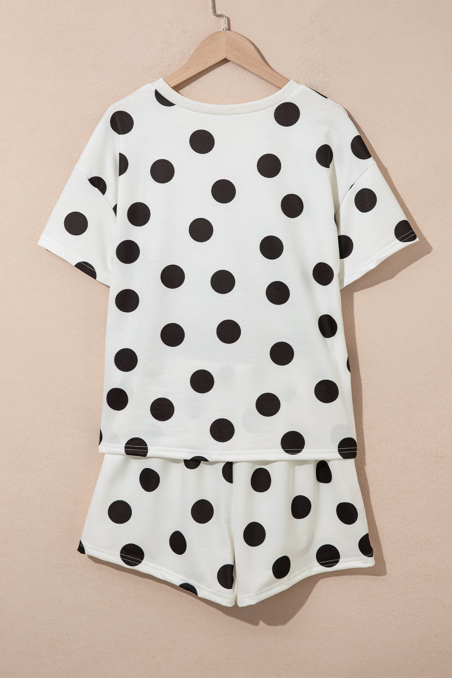 Polka Dot Print Tee & Shorts Co-ord Set | Pink, Black & Sky Blue
