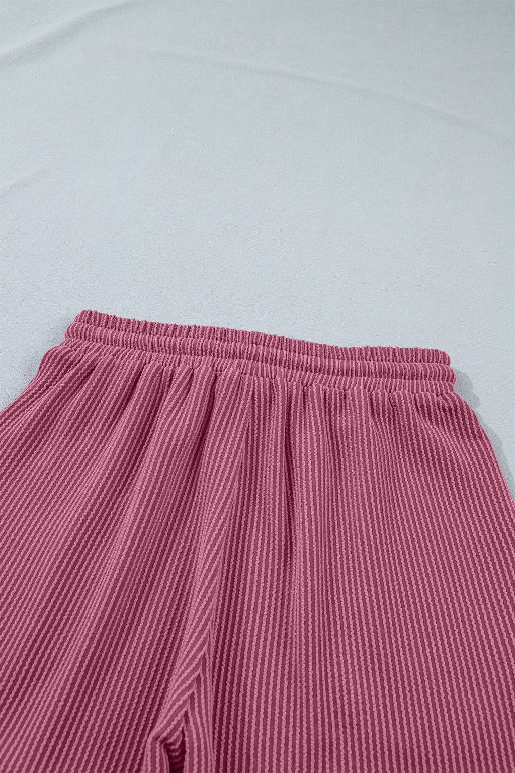 Women's Ribbed Loose Tee & Drawstring Shorts Co-ord Set Two Piece Summer Loungewear at LivelyLooks