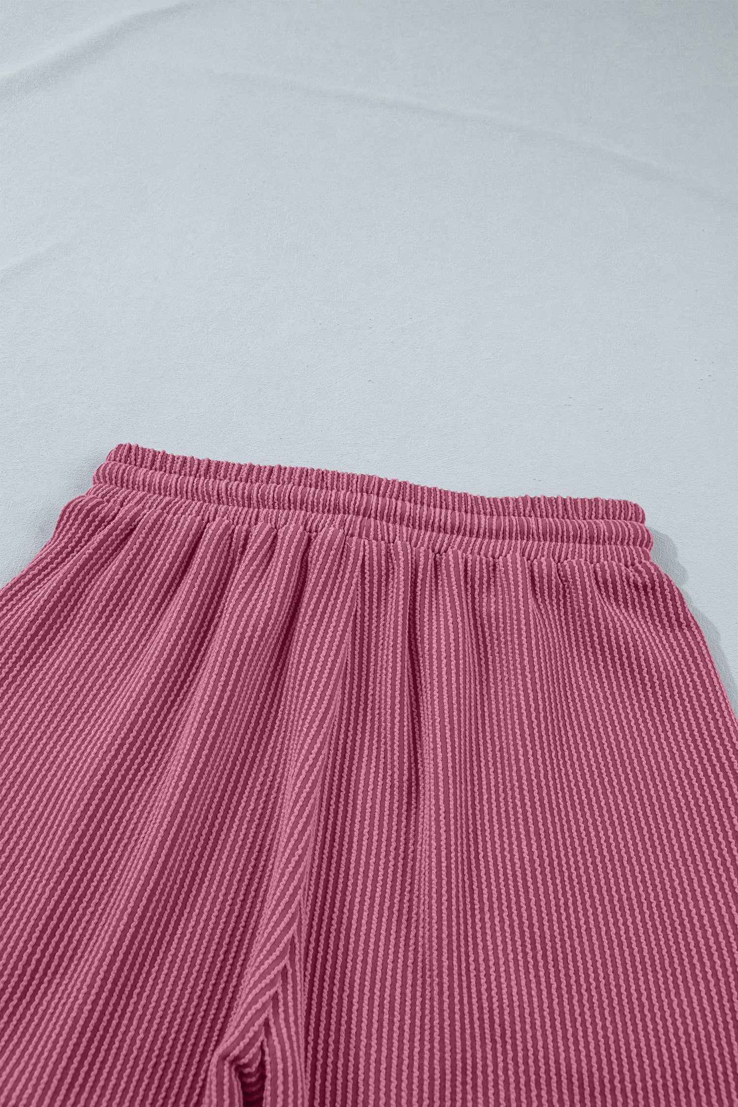 Women's Ribbed Loose Tee & Drawstring Shorts Co-ord Set Two Piece Summer Loungewear at LivelyLooks
