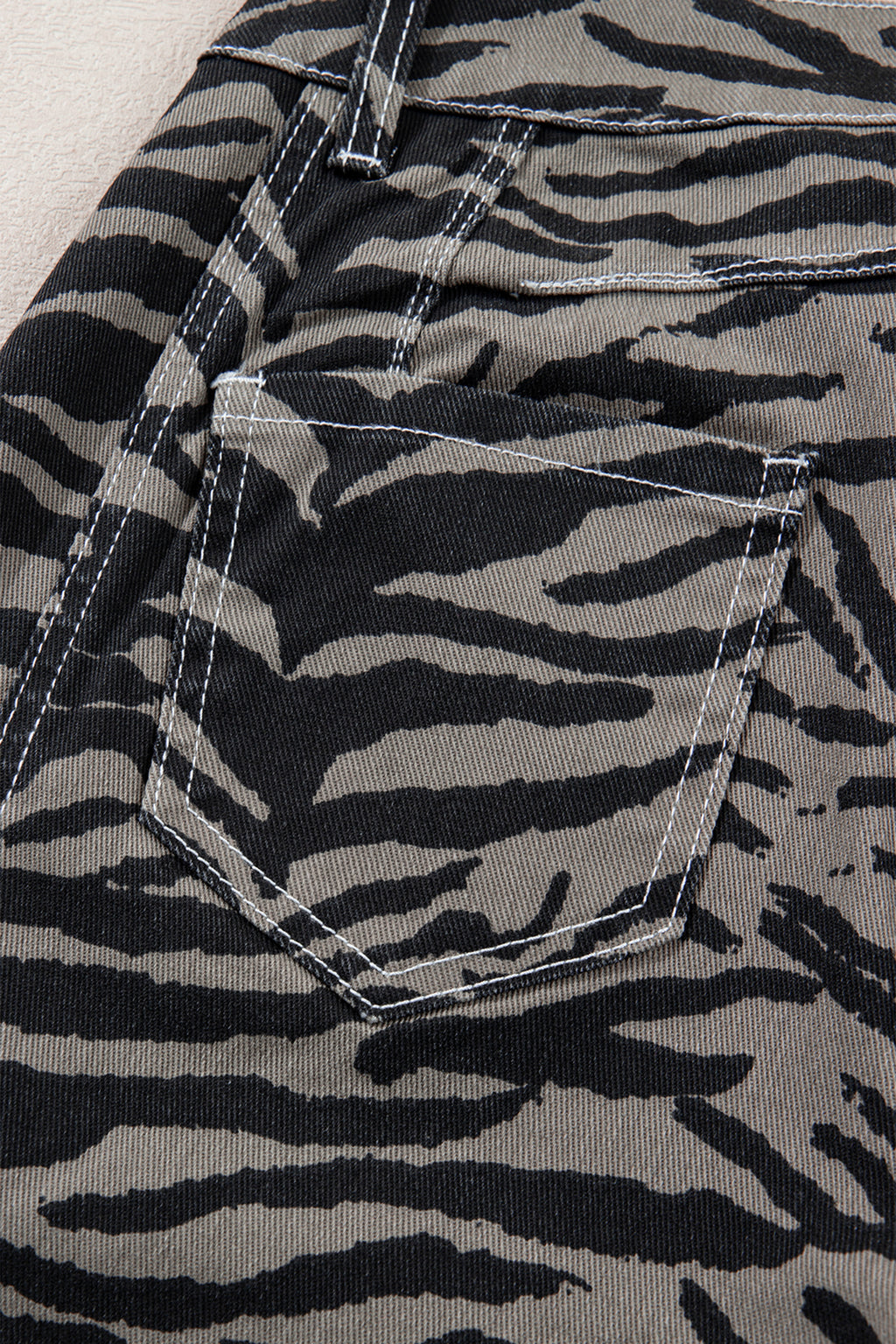 Shop Grey Zebra Print Barrel Leg Jeans Mid-Rise Wide Leg UK 4-16 at LivelyLooks