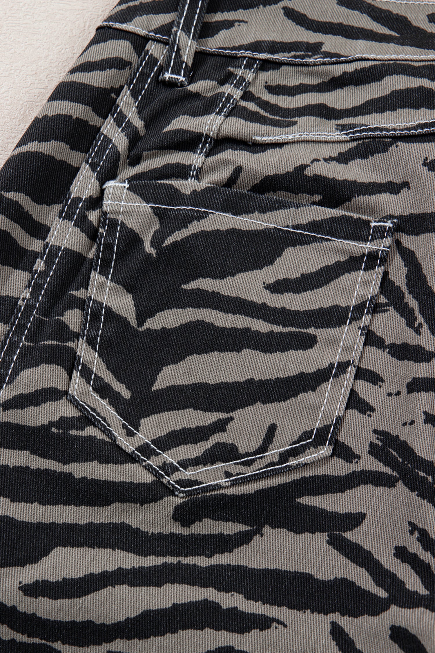 Shop Grey Zebra Print Barrel Leg Jeans Mid-Rise Wide Leg UK 4-16 at LivelyLooks