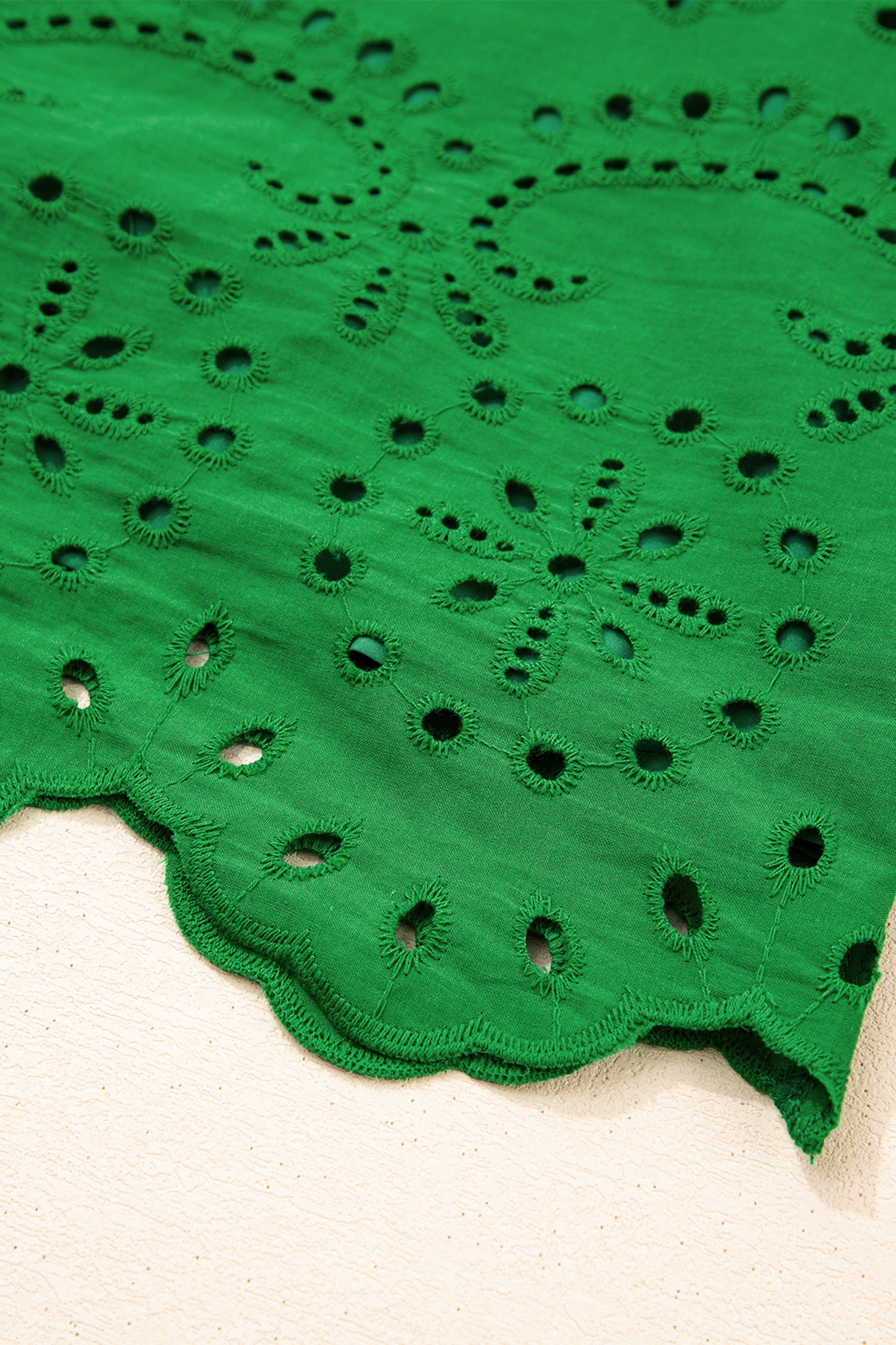 White & Green Eyelet Embroidered Short Sleeve T-Shirt Mini Dress