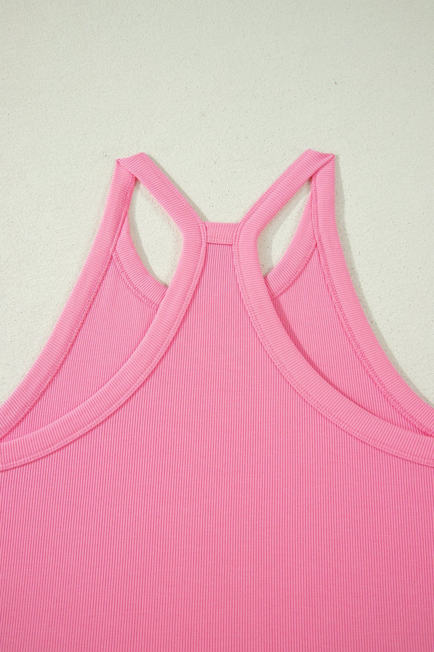 Ribbed Slim Tank Top & High Waist Shorts Set – Sky Blue, Pink & Green