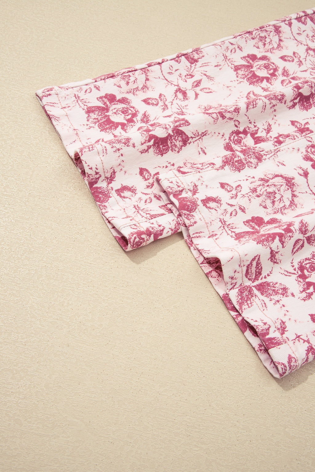 Pink Vintage Floral Print Wide Leg Denim Jeans | Sizes 4–16