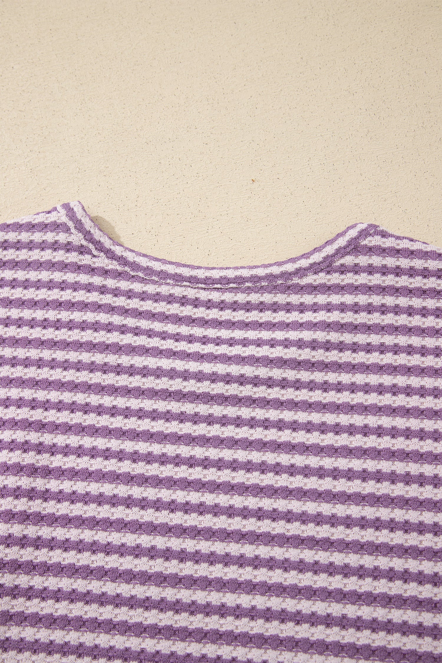 Stripe Textured Knit Top & Shorts Co-ord Set | Brown, Black & Purple | UK 8–18