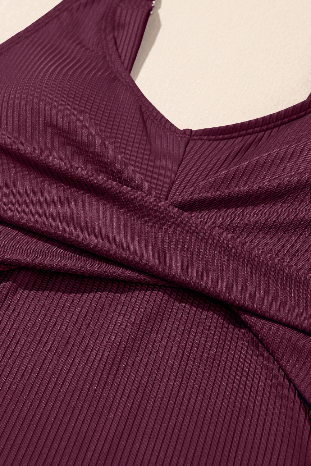 Ribbed Knit Crossed Tank & Skort Tankini Set | Blue, Black, Burgundy & Navy | UK 8-22