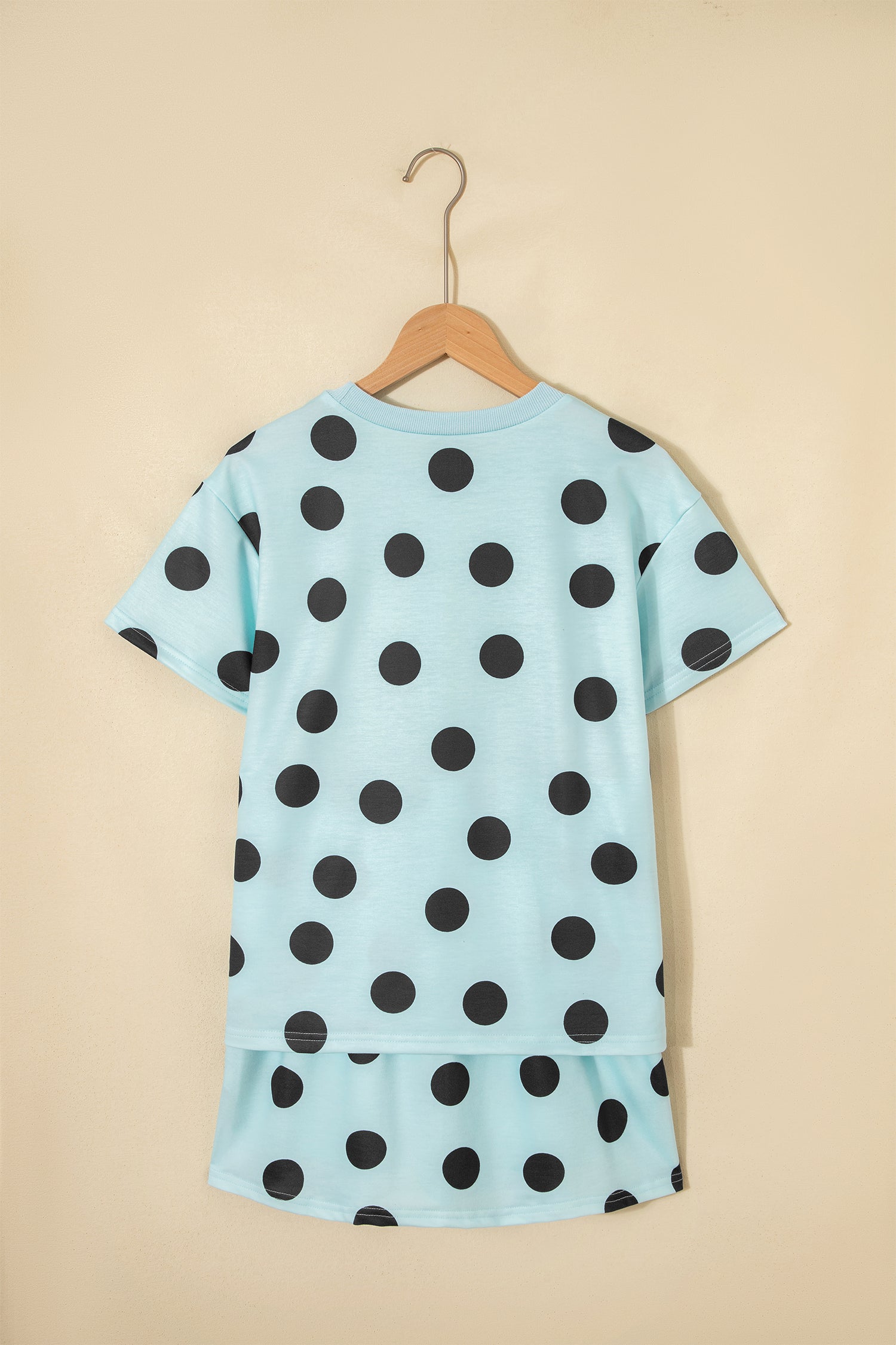 Polka Dot Short Sleeve Top & Casual Skort 2pcs Outfit | White, Pink & Sky Blue