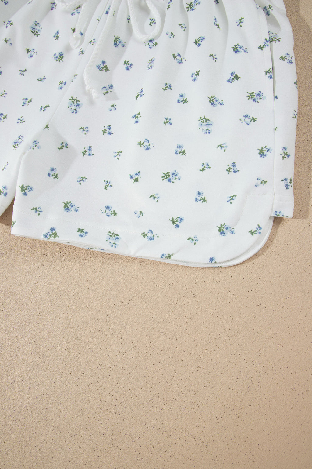 White Floral Print Half Zip Hoodie Top & Shorts Co-ord Set