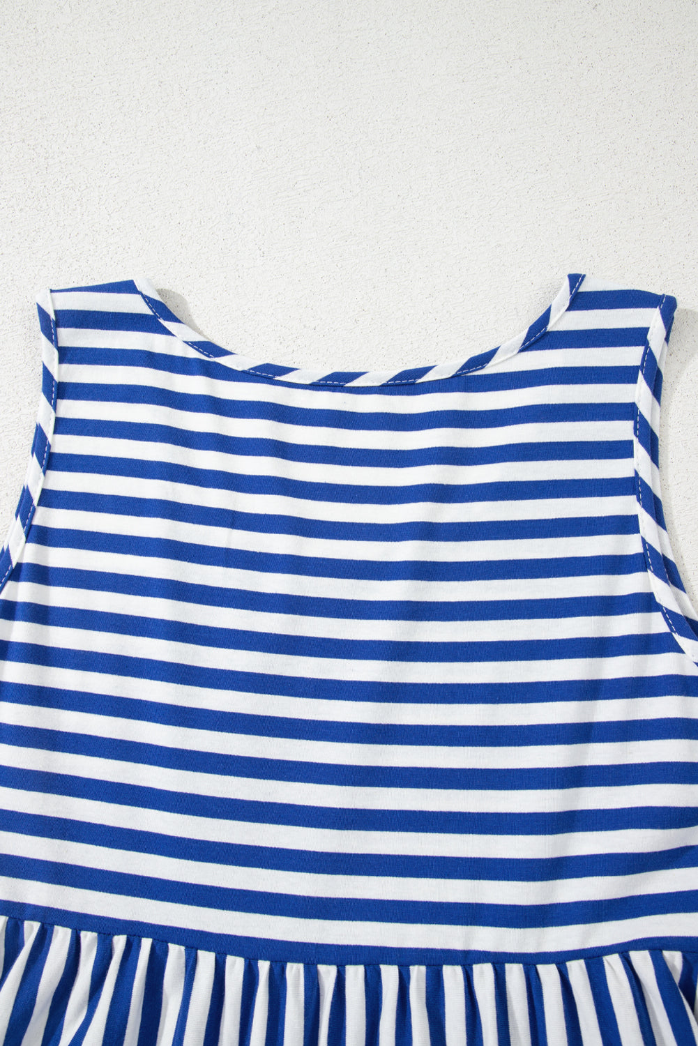 Women's Stripe U-Neck Sleeveless Loose Fit Mini Dress Pink Black Blue S-XL at LivelyLooks