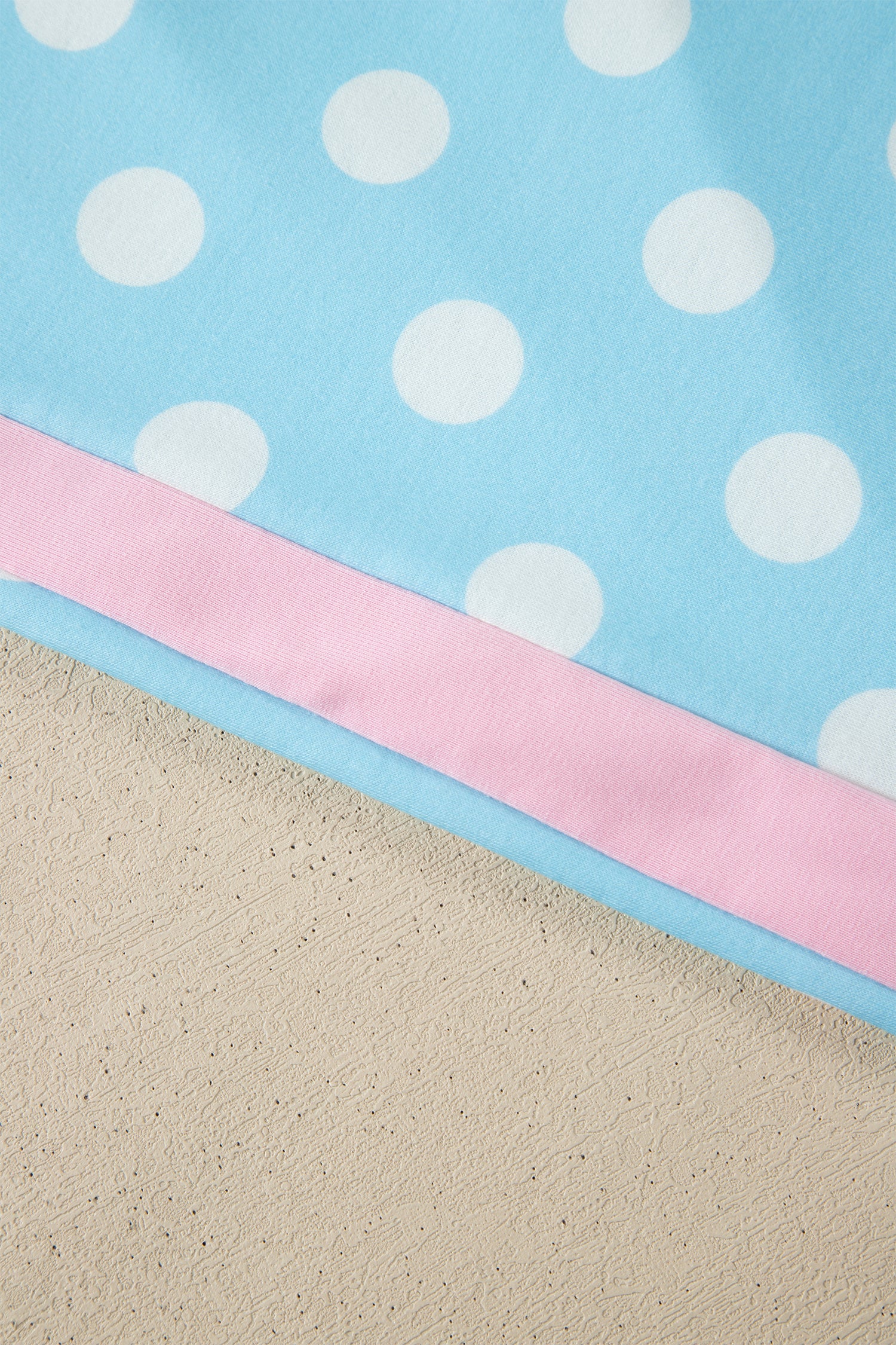 Sky Blue Polka Dot Short Sleeve Top & Wide Leg Trouser Set