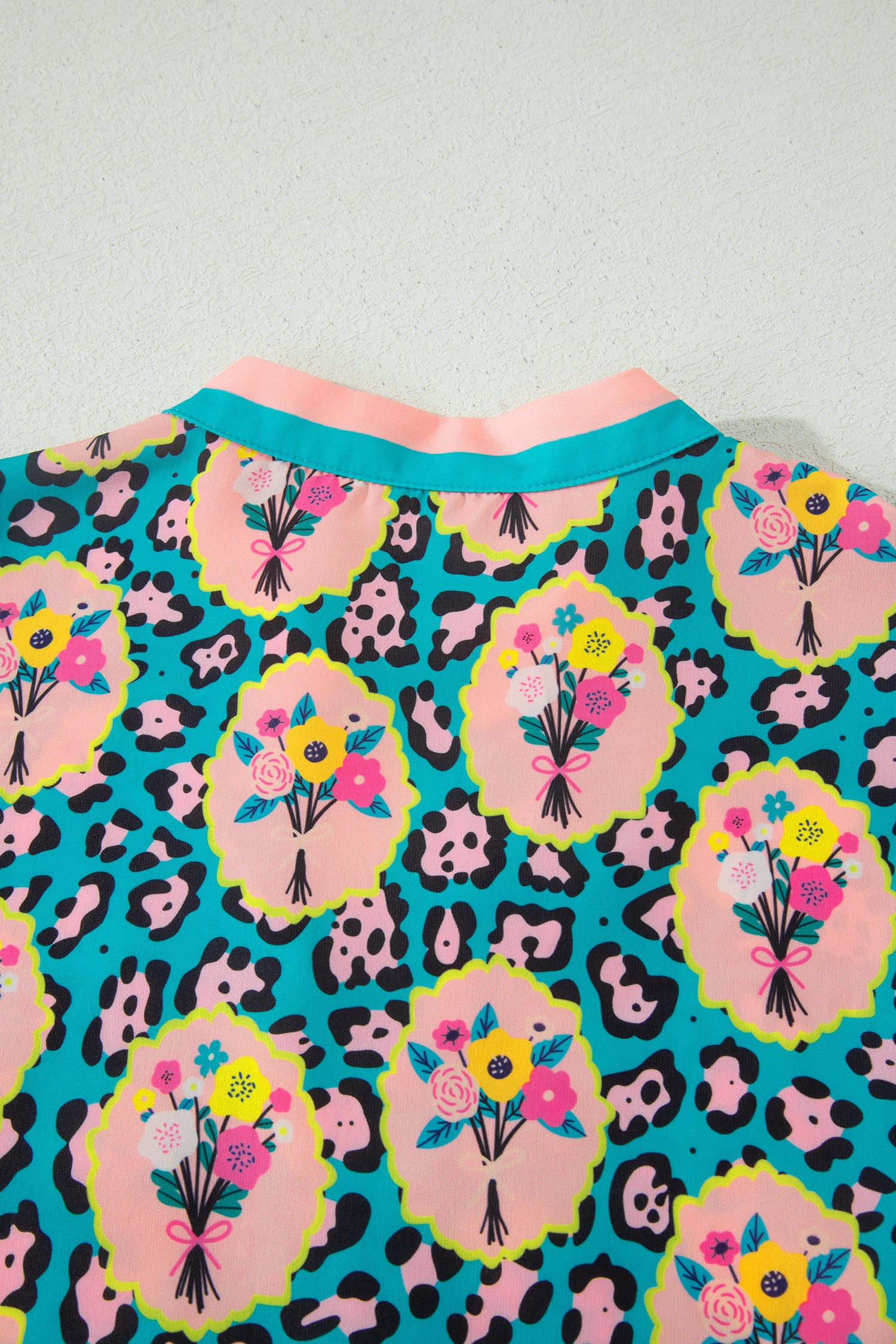 Green Leopard Floral Short Sleeve Mini Dress S-XL