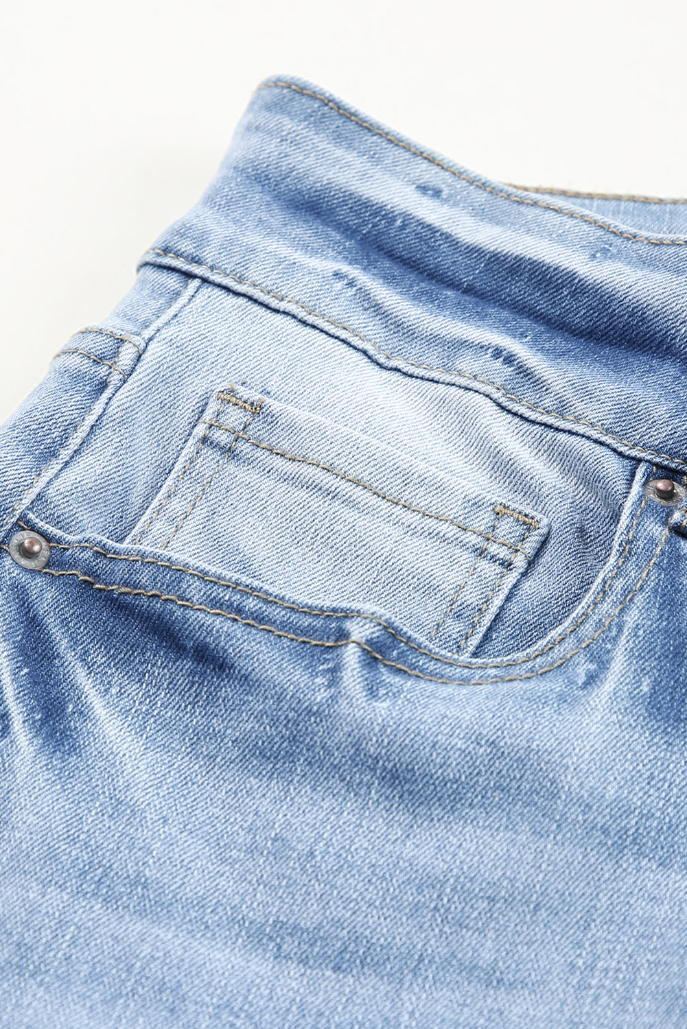 Shop Sky Blue High Waist Distressed Straight Leg Jeans UK 8-22 at LivelyLooks