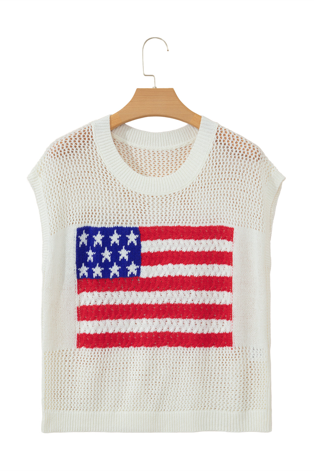 Women's Fiery Red Flag Graphic Short Sleeve Sweater Top at LivelyLooks