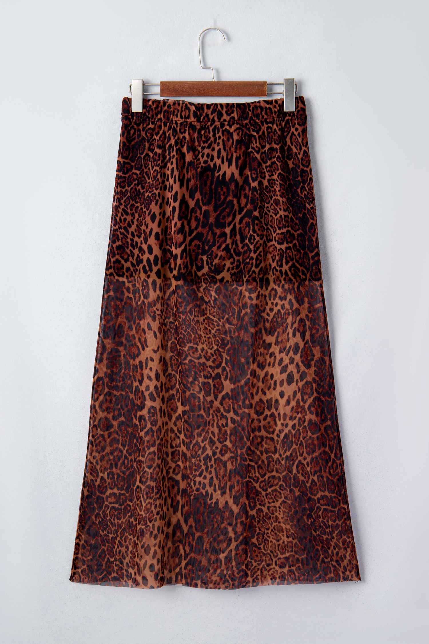 Brown Leopard Print Sheer Maxi Skirt | Sizes S-XL