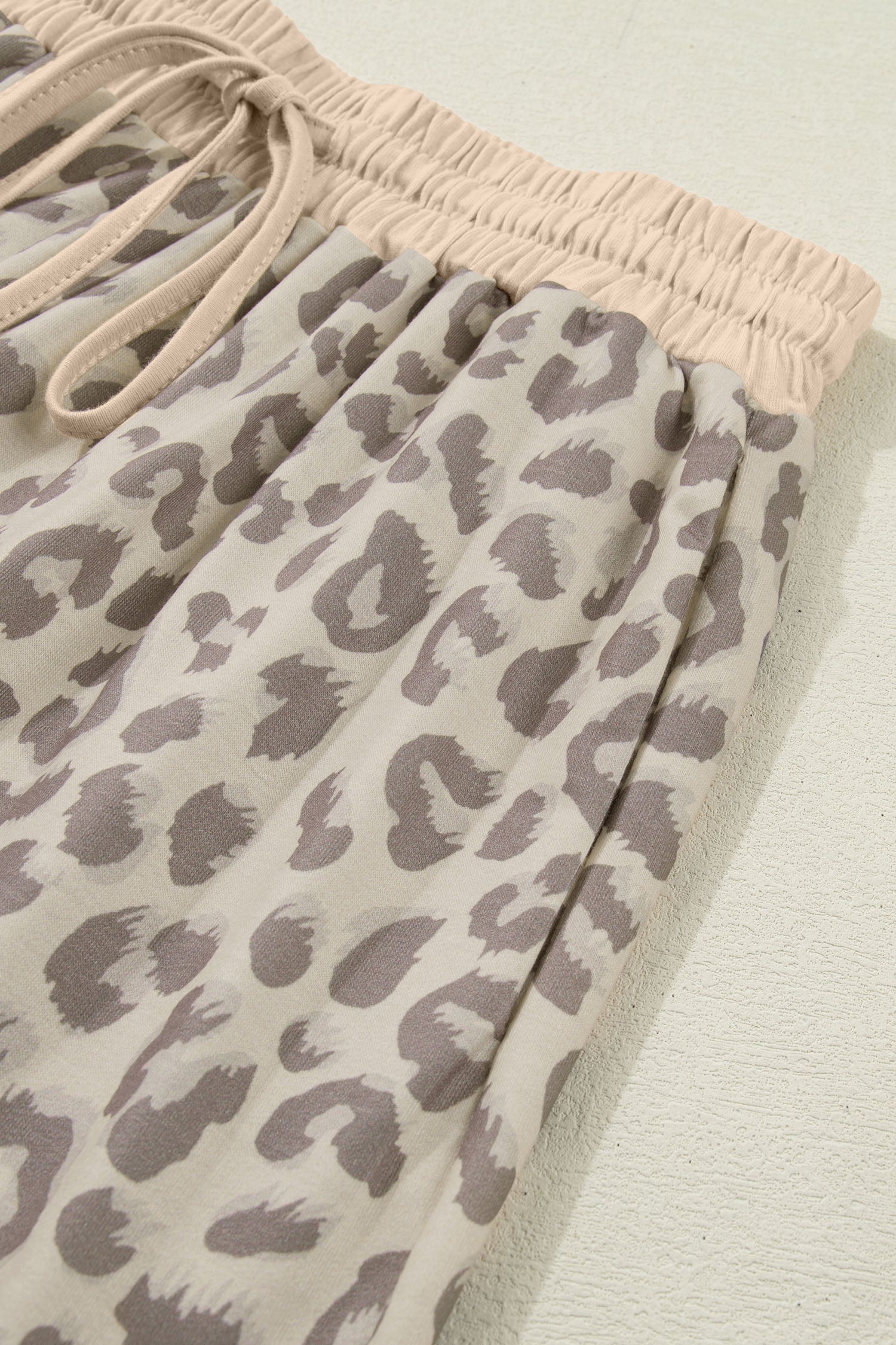 Leopard Print V-Neck Collar 2pcs Short Set | Rose, Khaki & Brown
