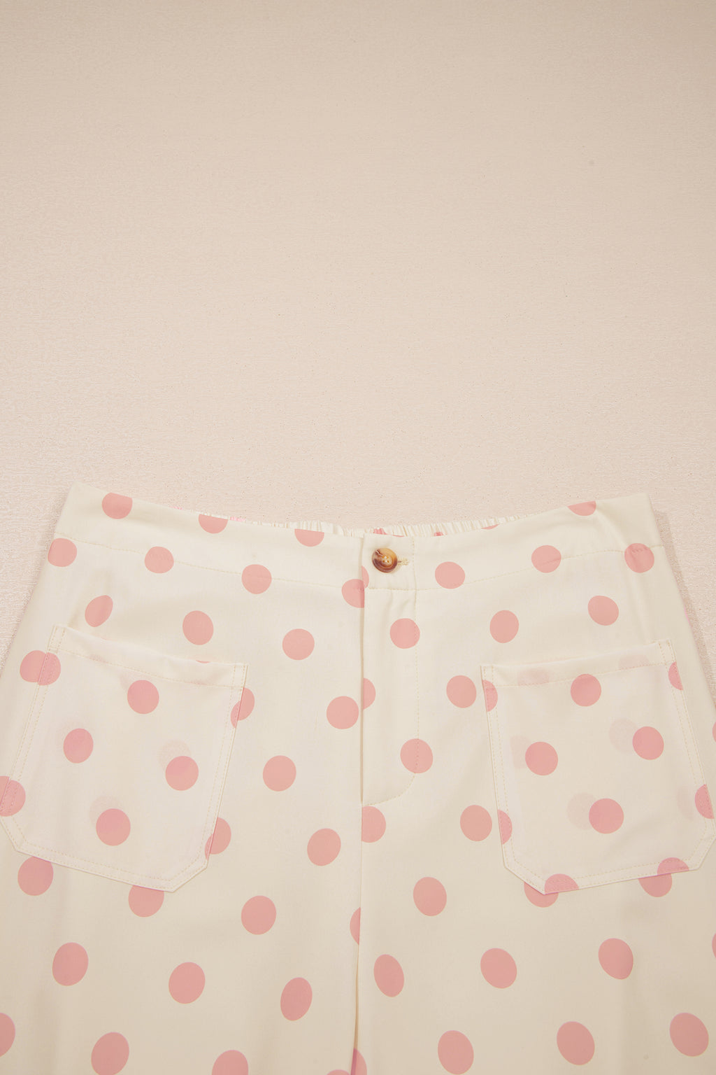 Shop Polka Dot Patched Pocket Mid-Rise Straight Leg Trousers S-XL at LivelyLooks