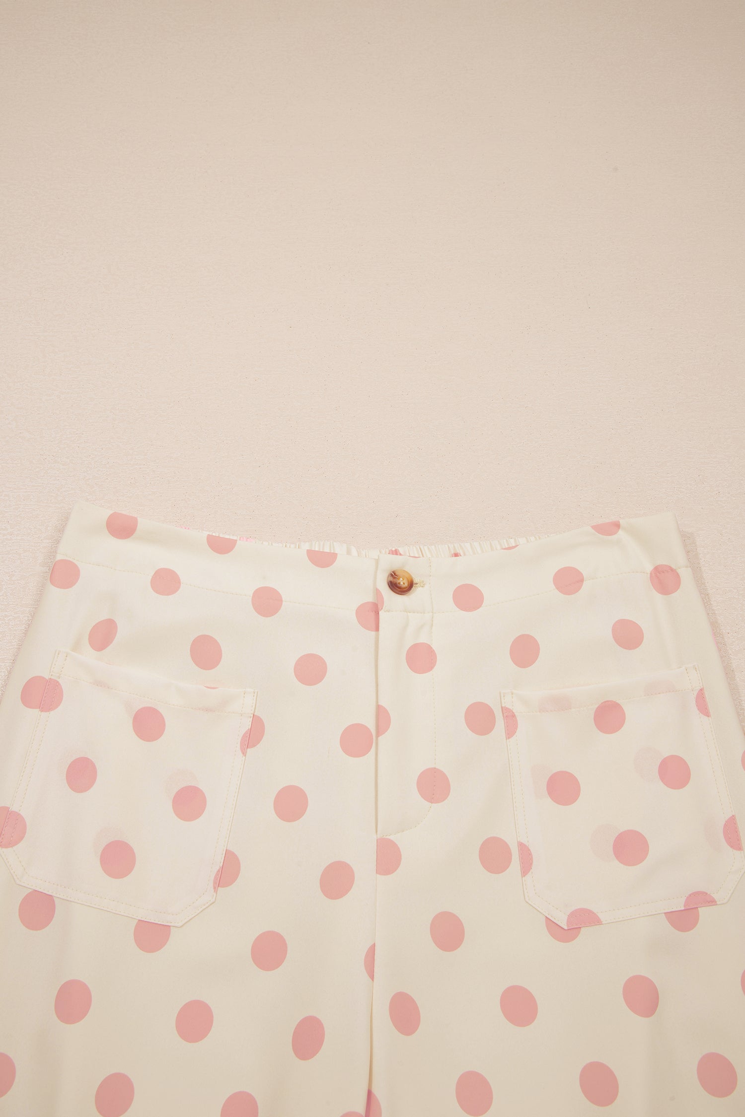 Shop Polka Dot Patched Pocket Mid-Rise Straight Leg Trousers S-XL at LivelyLooks