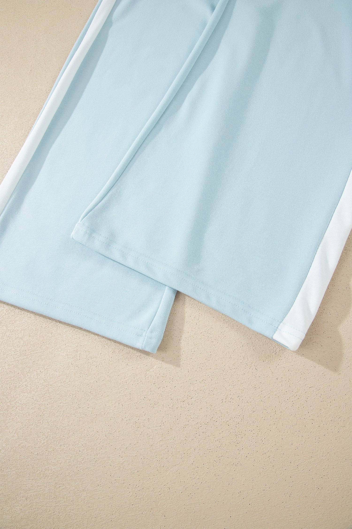 Mist Blue Contrast Trim Pocketed Boxy Tank Top & Wide Leg Pant Set | UK 8–22