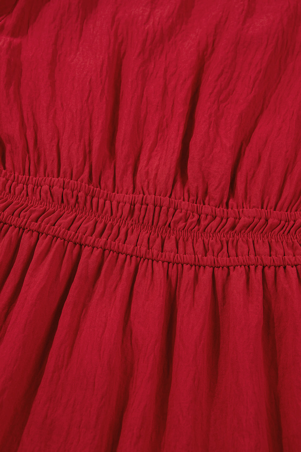Racing Red Embroidered Cinched Waist Tiered Long Sleeve Maxi Dress S-XL