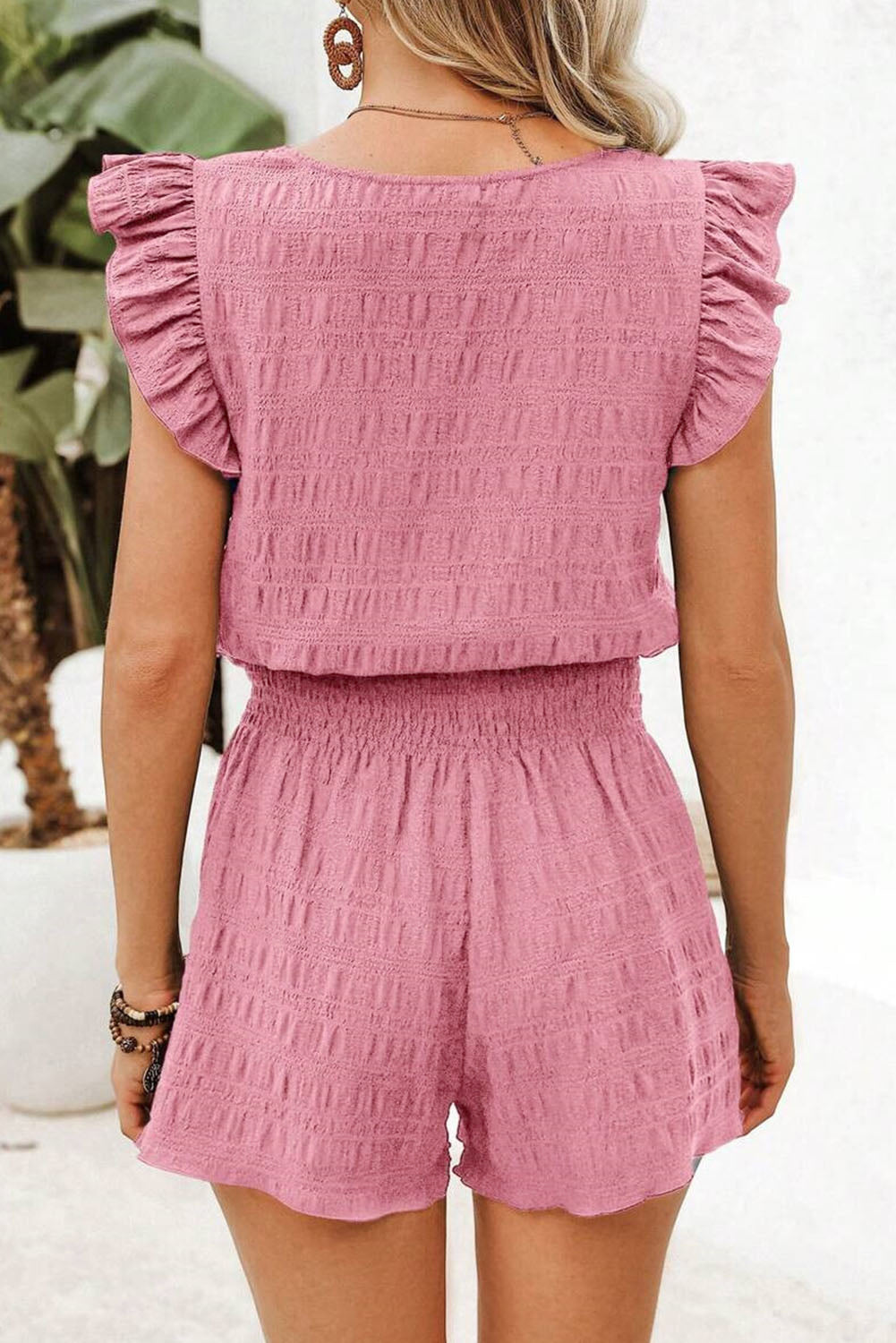 Textured Square Neck Top & Shirred High Waist Shorts Set | 5 Colours | UK 8–22