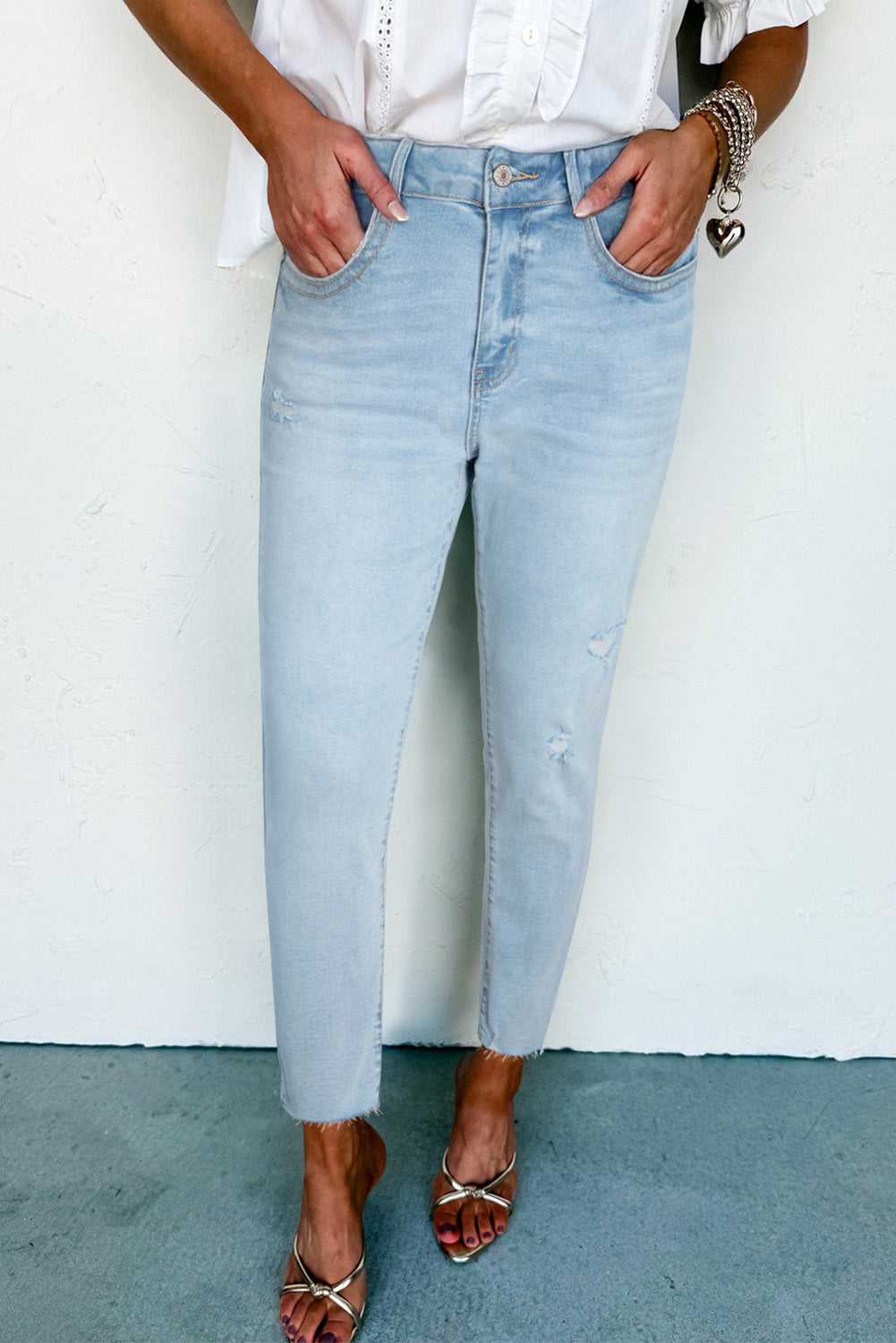 Women's Women's Mid Rise Skinny Jeans Ankle Length Distressed Denim Sizes 4-16 at LivelyLooks