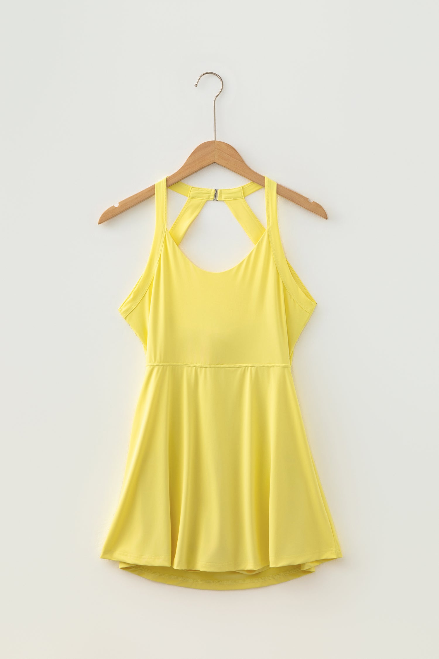 Yellow Back Cutout Active Mini Dress with Shorts | UK 8–18
