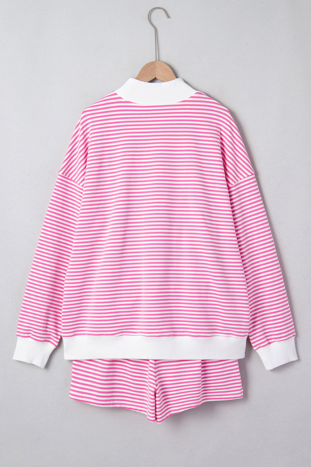 LivelyLooks Striped Oversized Mock Neck Sweatshirt & Shorts Co-ord Set | Blue, Pink, Green | S-XL women's fashion