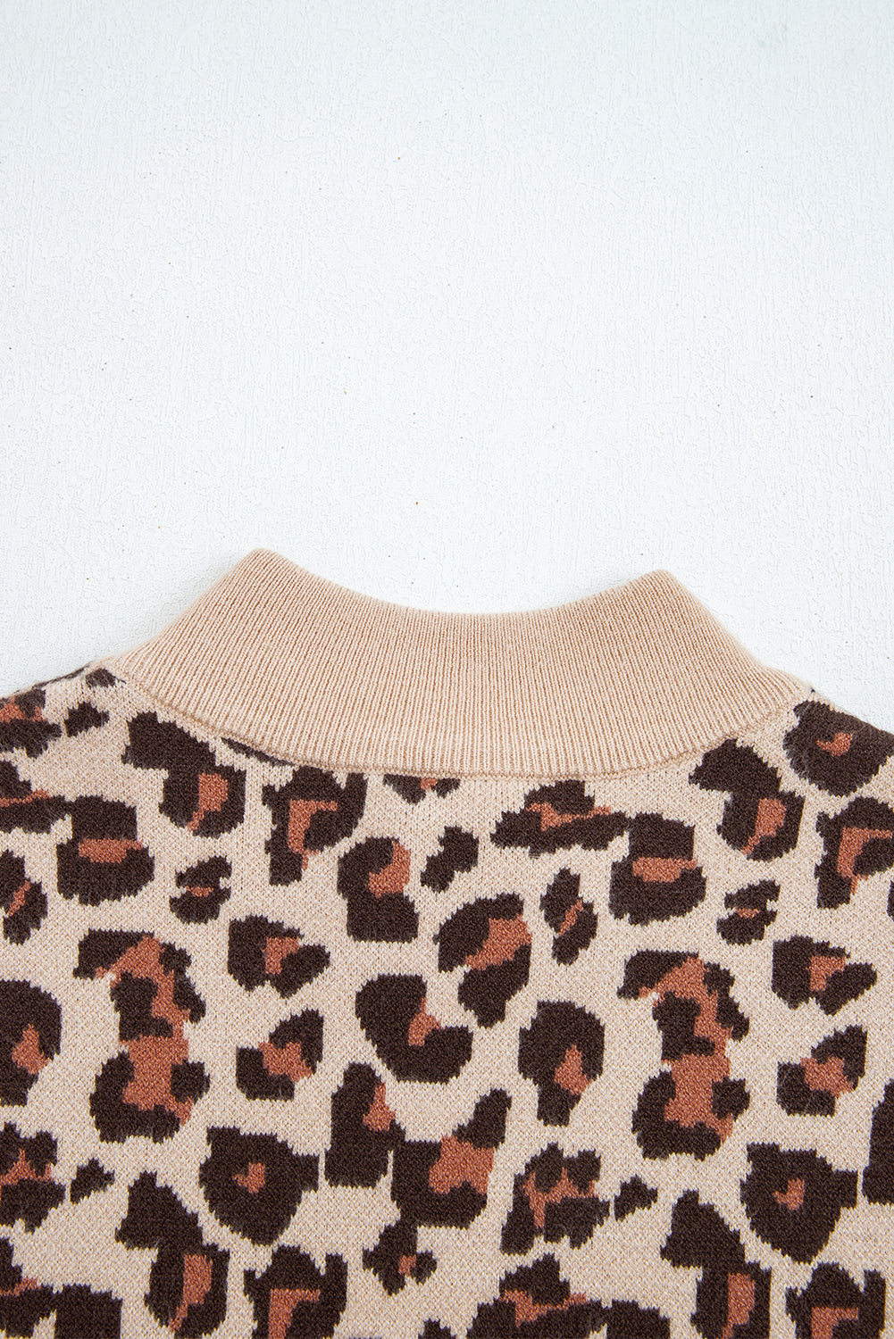 Women's Khaki Leopard Print High Neck Shift Mini Sweater Dress at LivelyLooks