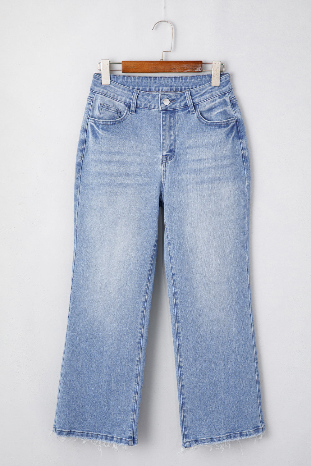 Women's Women's Mineral Wash Flared Jeans Raw Hem High Waist Sizes 4-16 at LivelyLooks