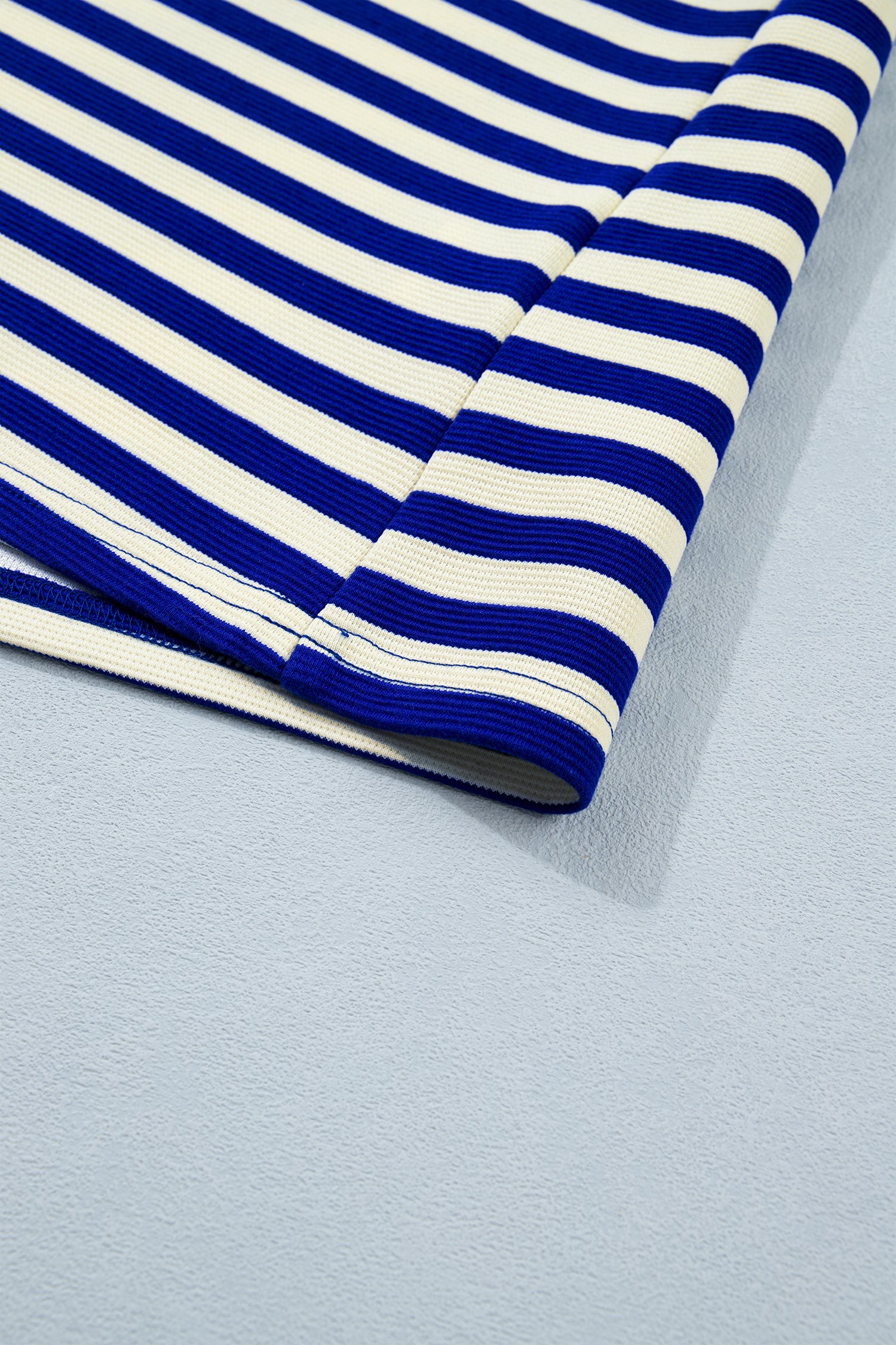 Striped Contrast Trim Cap Sleeve Top & Shorts Set – Blue