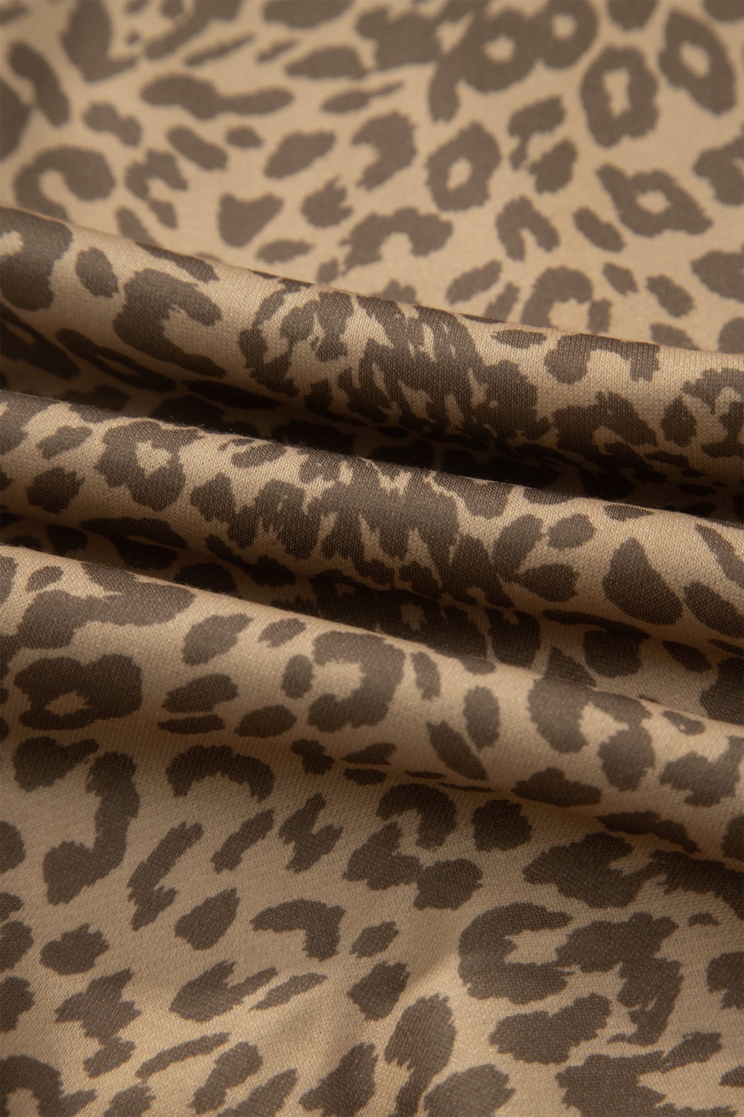 Khaki Leopard Print Jogger Pants Star Patch Drawstring Elastic Waist Women S-XL