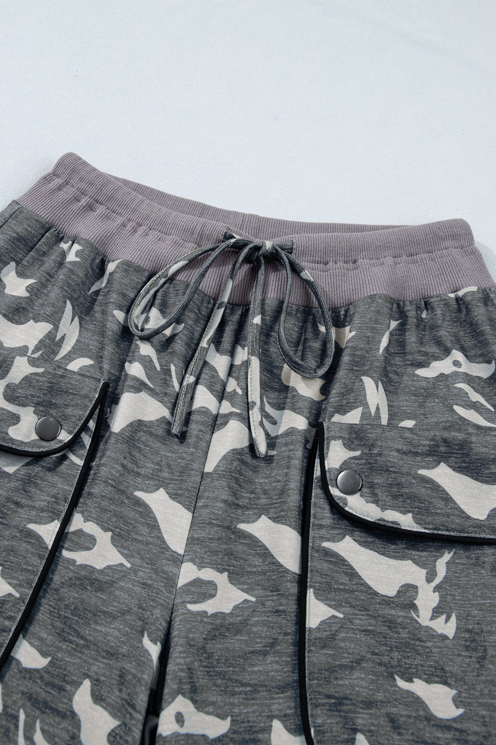 Camo Print Drawstring Cargo Barrel Pants | Khaki & Multicolour