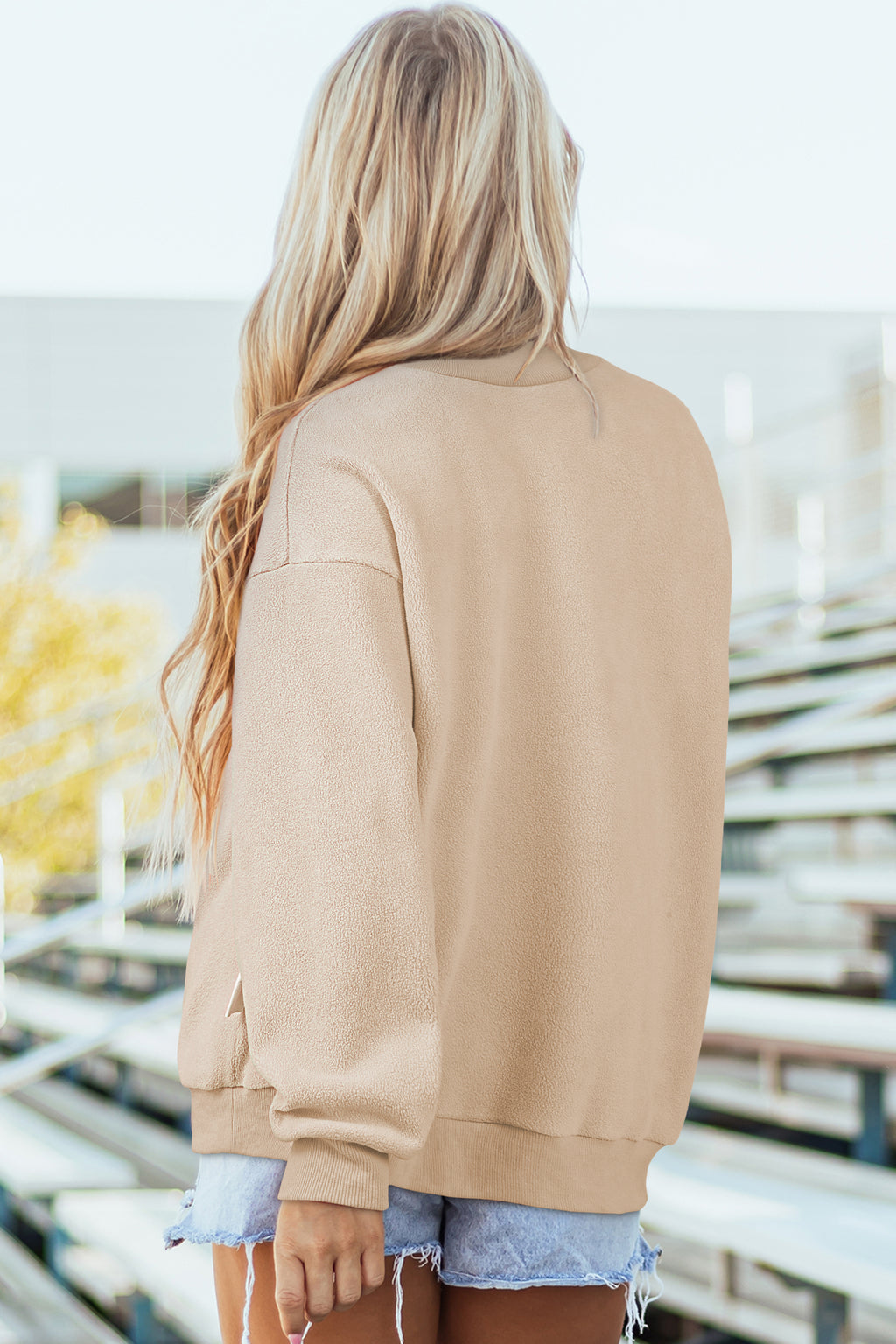 Carrot Oversized Reversible Sweatshirt Drop Shoulder Mock Neck Women S-XL