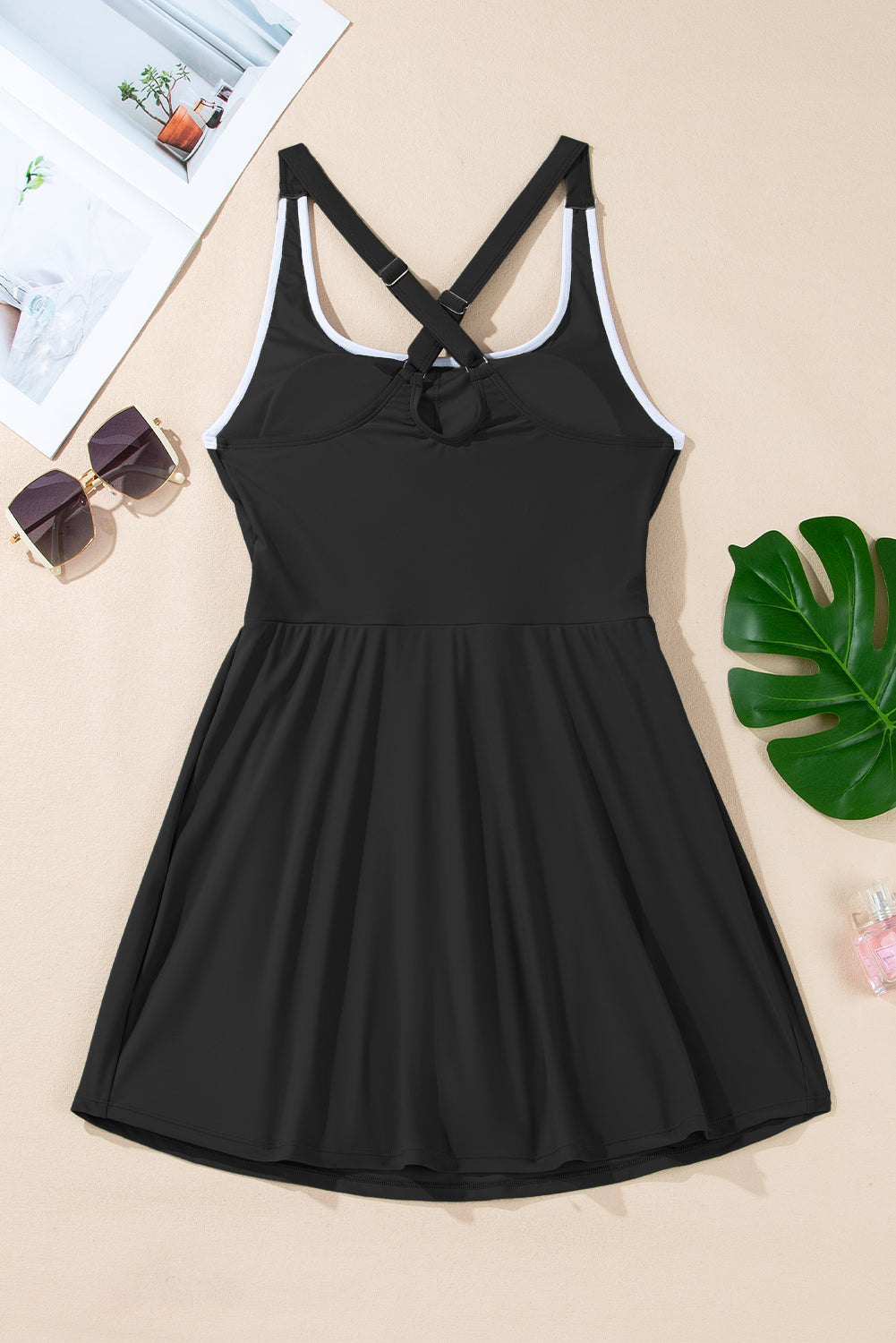 LivelyLooks Women's Ruffled High Waist Swim Dress Contrast Edge One Piece S-2XL women's fashion