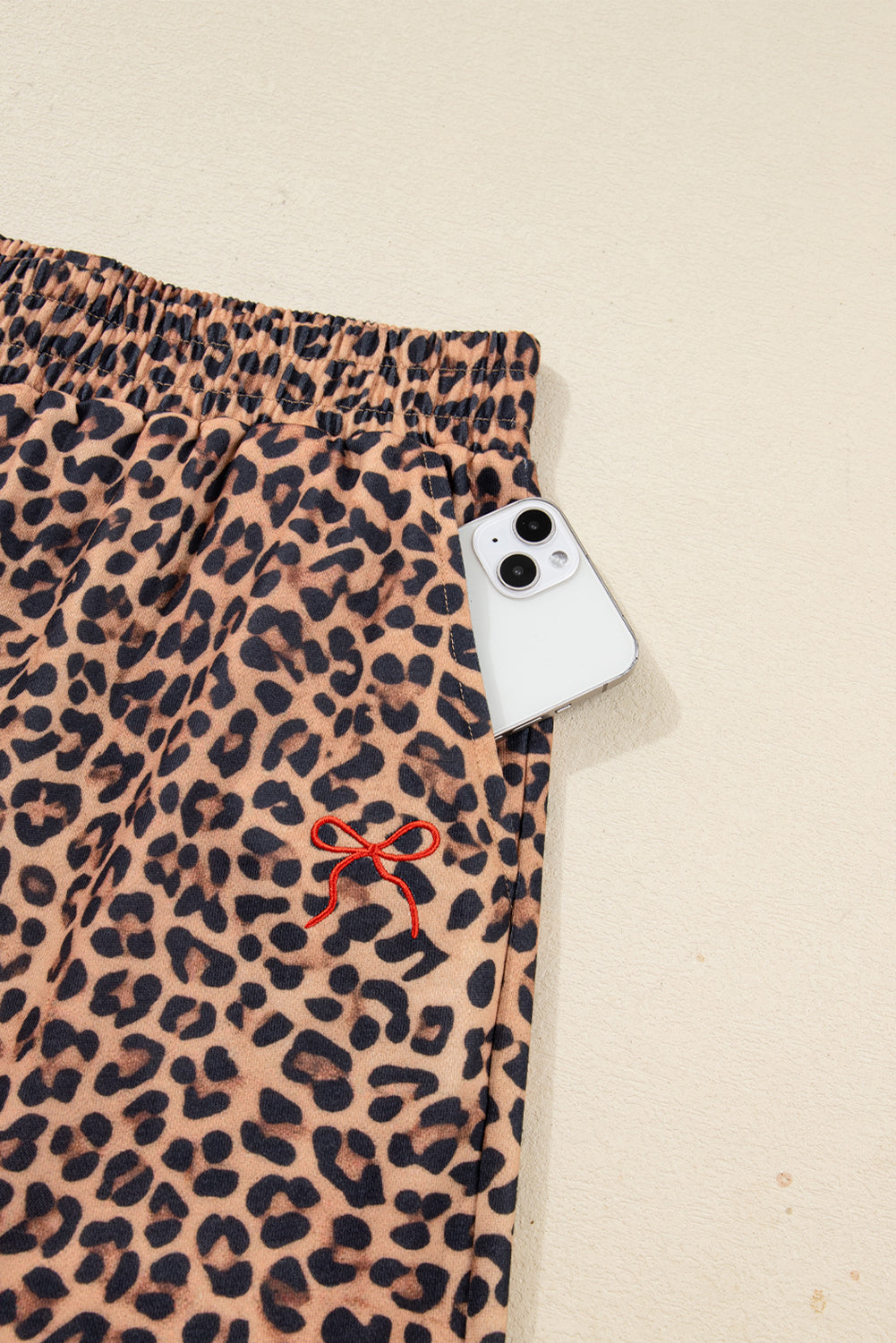 Khaki Leopard Pullover & Pants Set with Bow Embroidery | UK 8–22