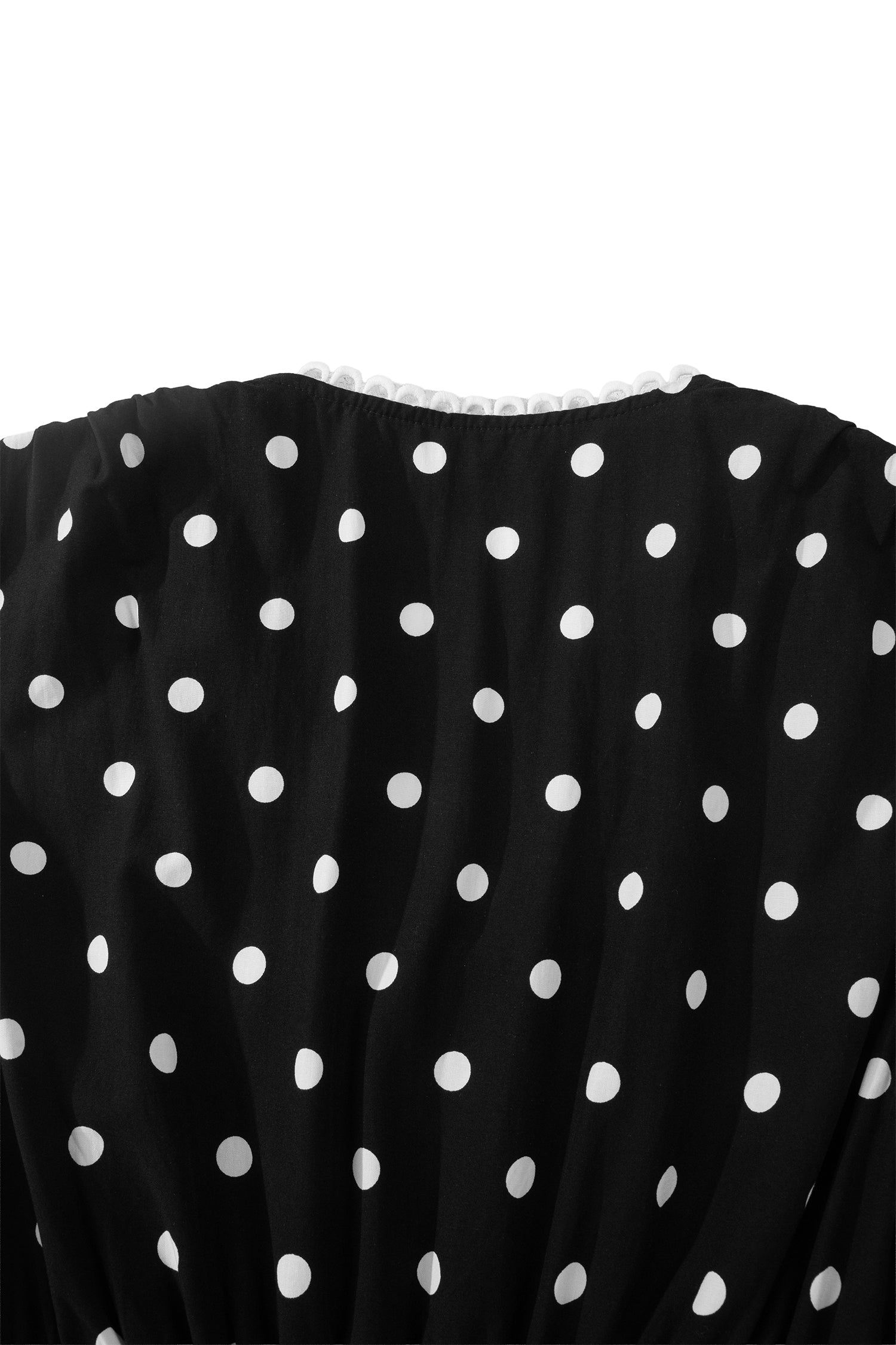 Brown & Black Polka Dot Contrast Trim V Neck Zip Up Sleeveless Dress S-XL