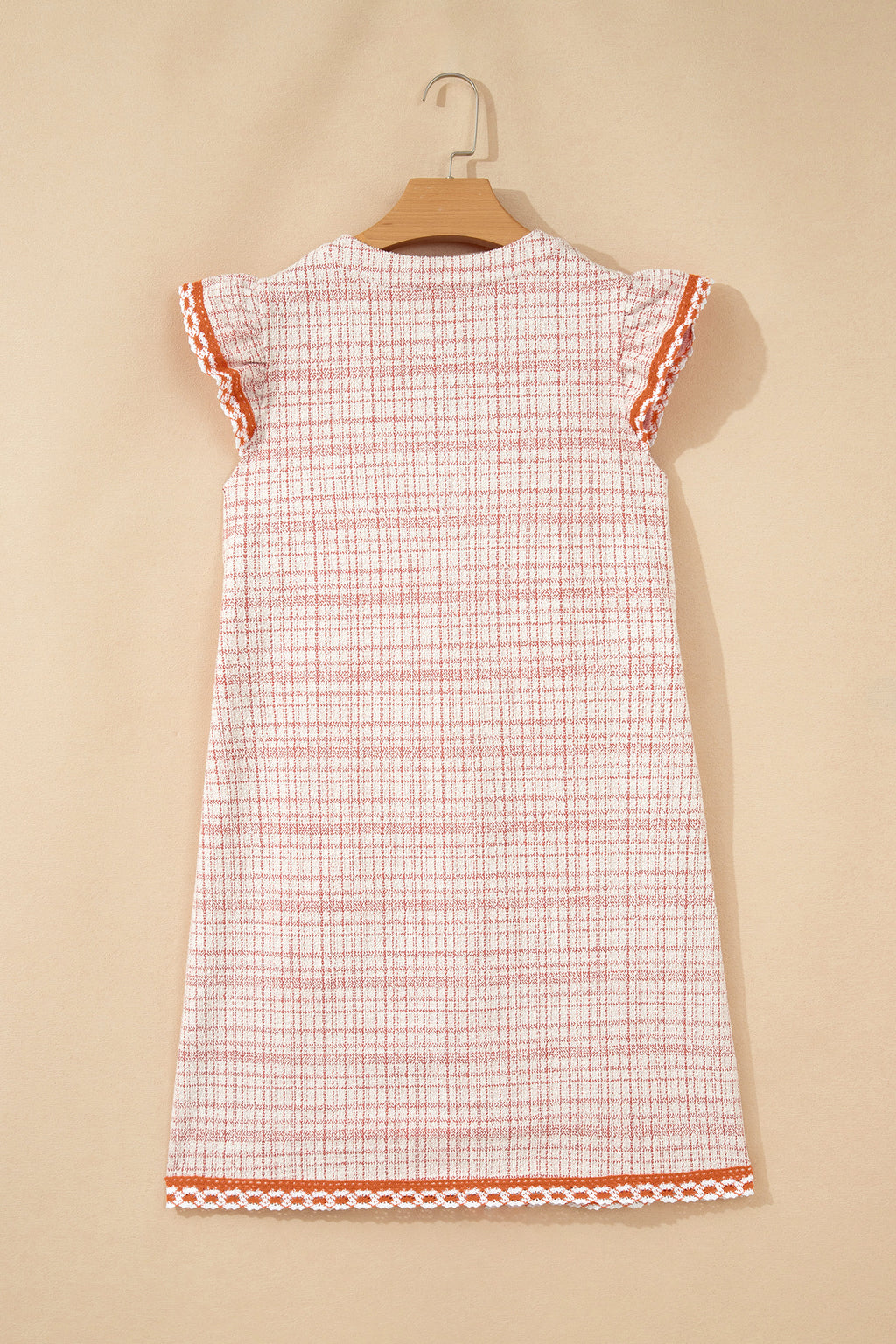 White Jacquard Textured Contrast Trim Tassel Tie Short Sleeve Shift Dress S-XL