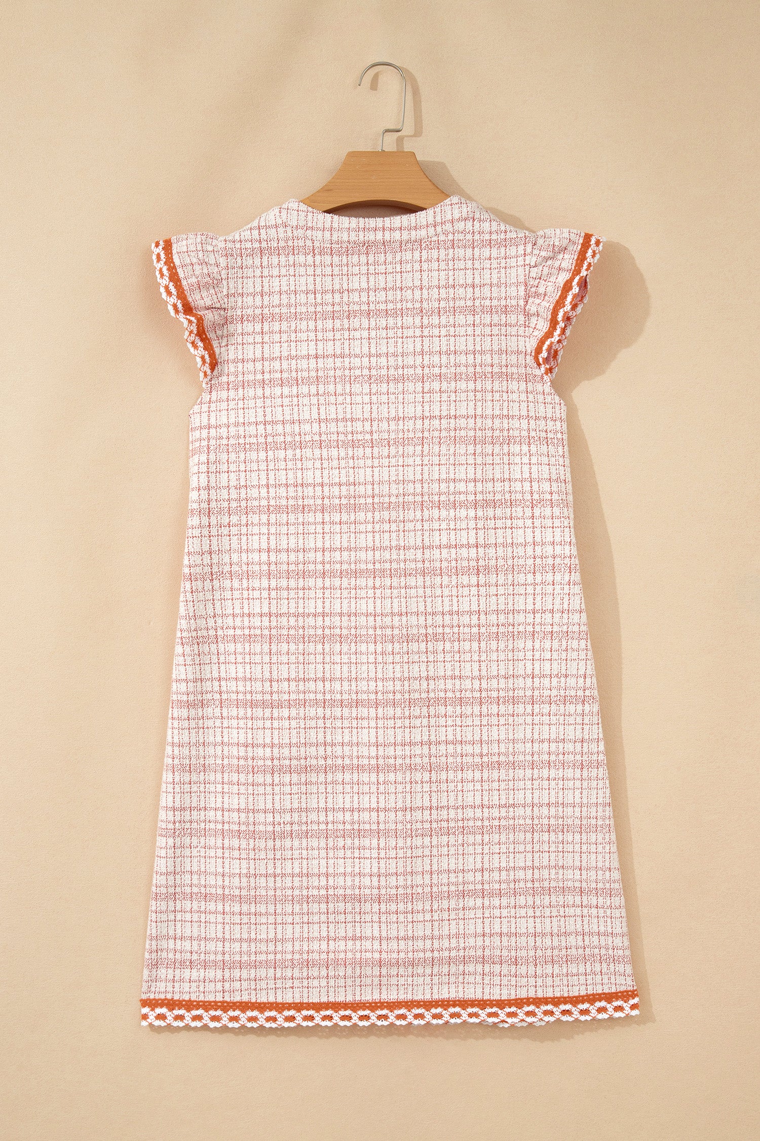 White Jacquard Textured Contrast Trim Tassel Tie Short Sleeve Shift Dress S-XL