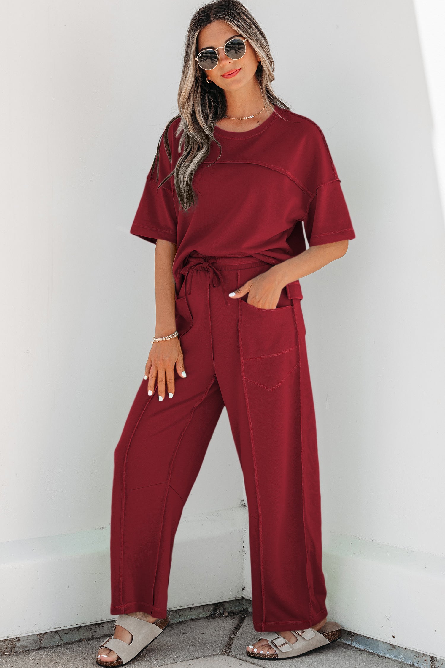 Drop Shoulder Boxy Tee & Barrel Pants Co-ord Set | Multiple Colours | UK 8–26