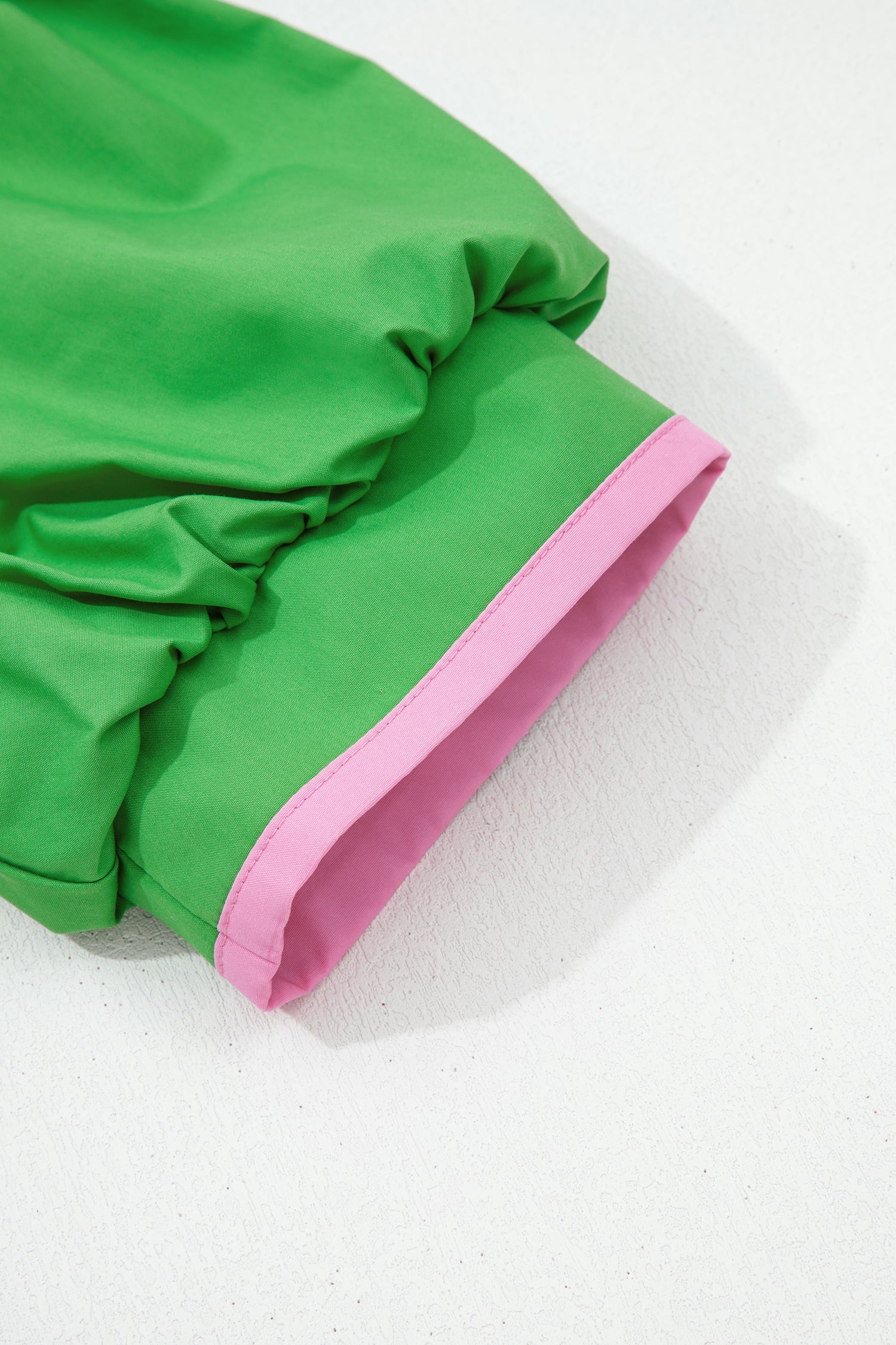 Bright Green Colour Block Mini Dress Split Neck Puff Sleeve Ruffle Hem Women S-XL