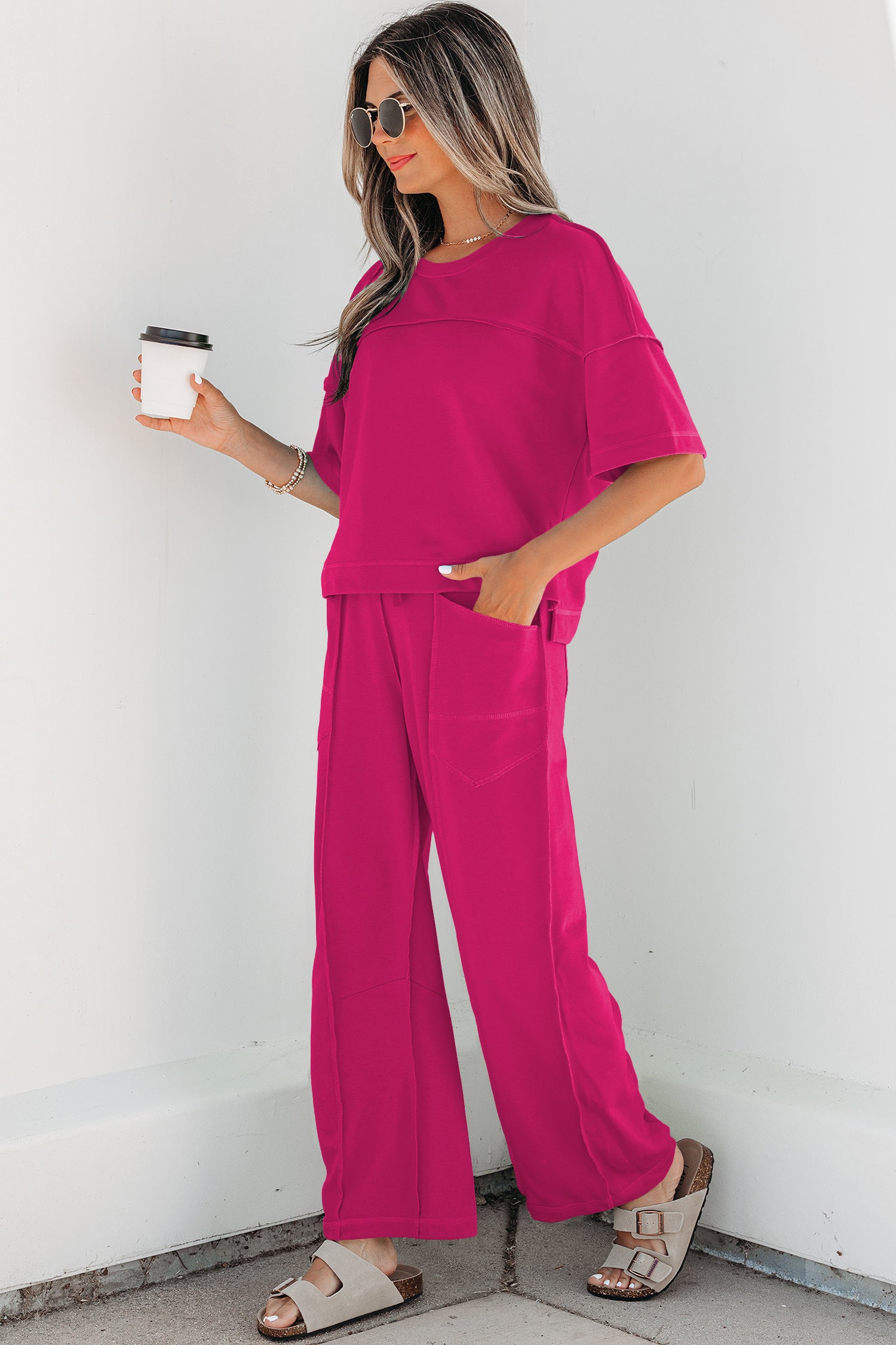 Drop Shoulder Boxy Tee & Barrel Pants Co-ord Set | Multiple Colours | UK 8–26