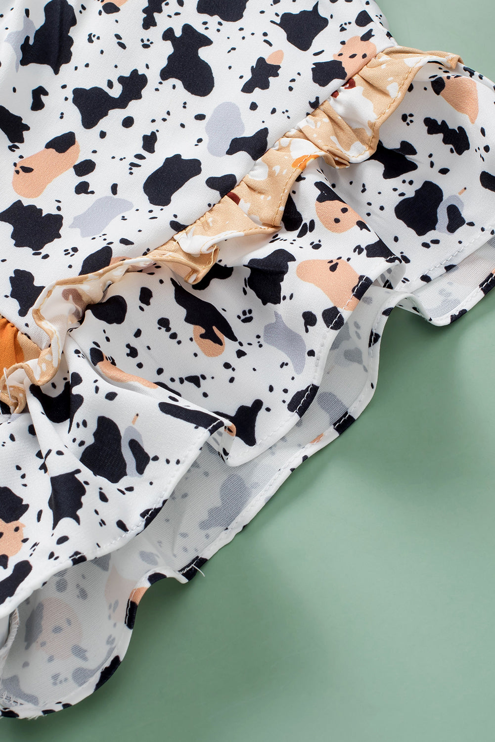 White Leopard Print Frill Neck Flutter Sleeve Blouse | S-XL