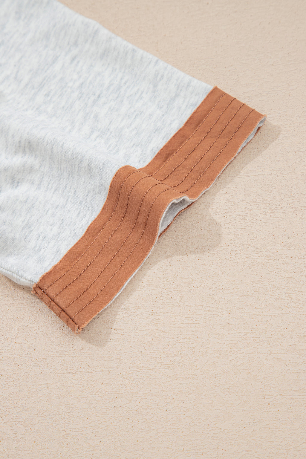 Colour Block Henley Tee Raw Seam Detail Buttoned Mint Green Light Grey Women S-XL