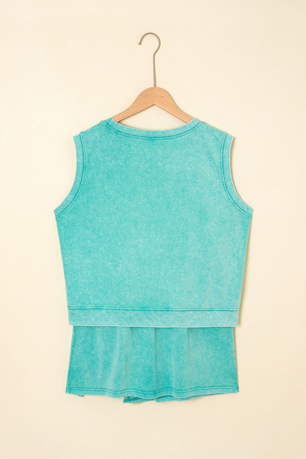 Mint Green Mineral Wash Cotton Tank Top Split Skirt Co-ord Set S-XL